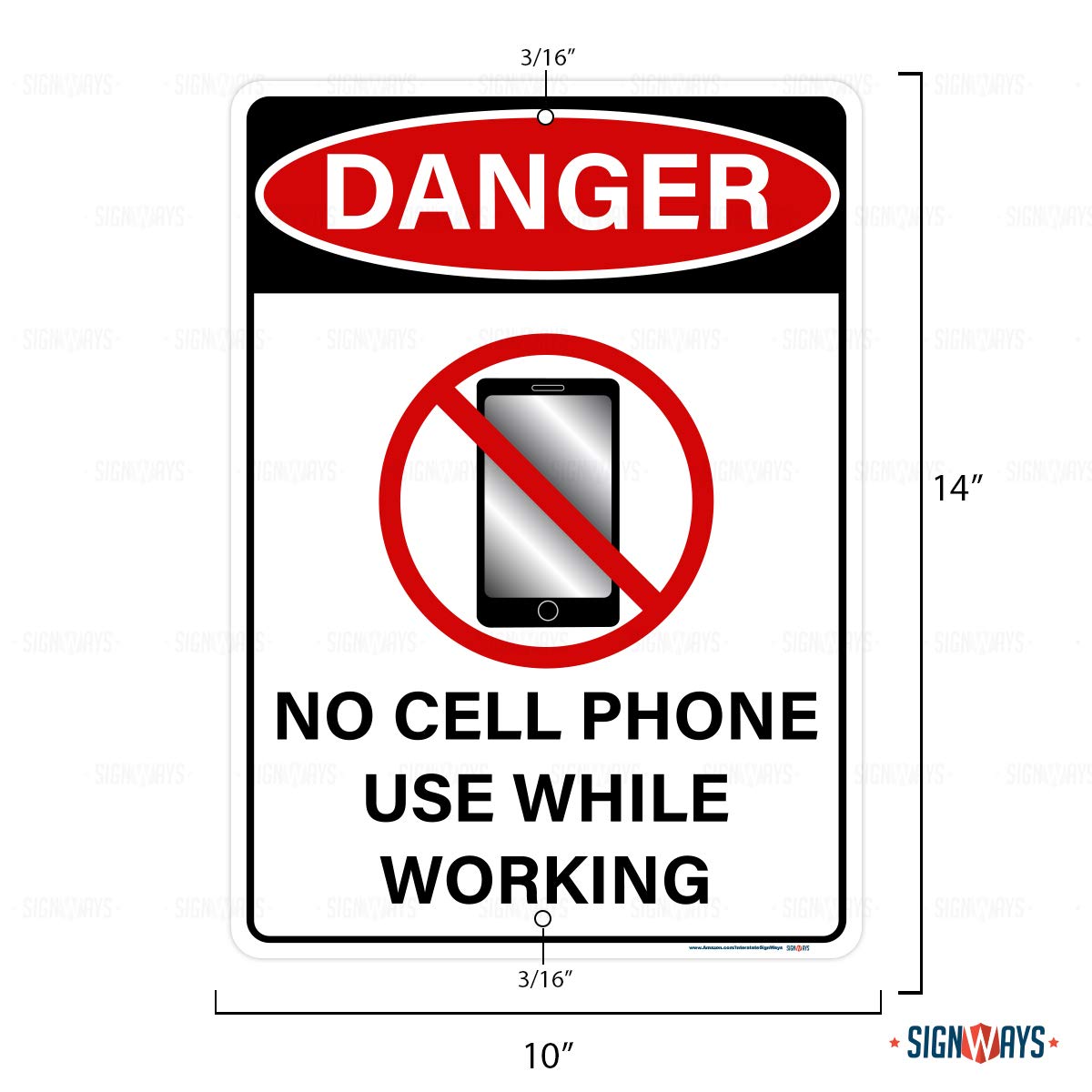 No Cell Phone Signs - 3M Reflective Aluminum 10x14 for Workplace Safety