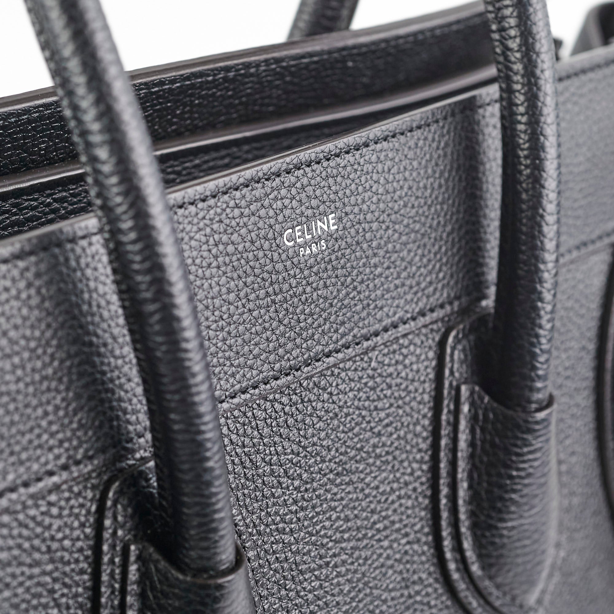 Celine Micro Luggage Bag in Pebbled Leather - Black Crossbody Purse for Women | Perfect for Work, Travel & Everyday Use