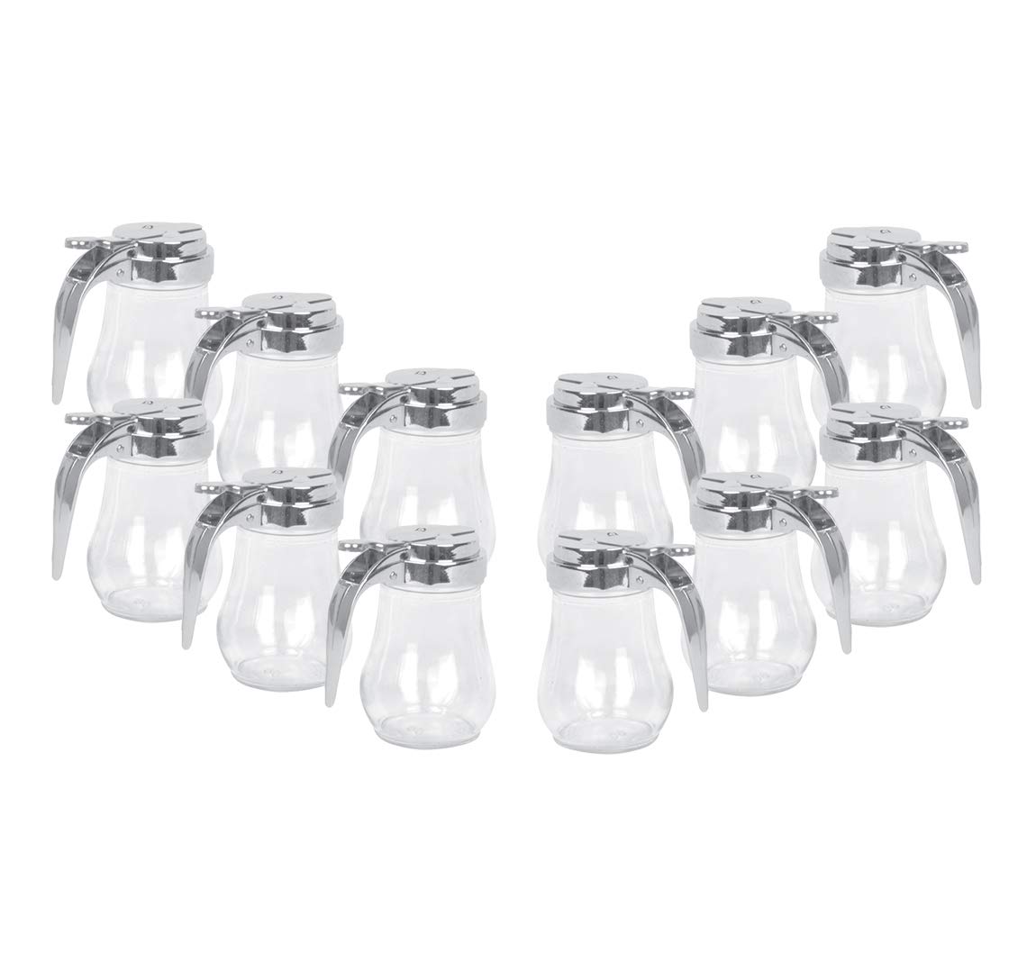6 Oz Glass Beverage Dispenser with Handle & Zinc Top - Perfect for Coffee Syrup, Cocktail Mixing & Party Serving (12-Pack)
