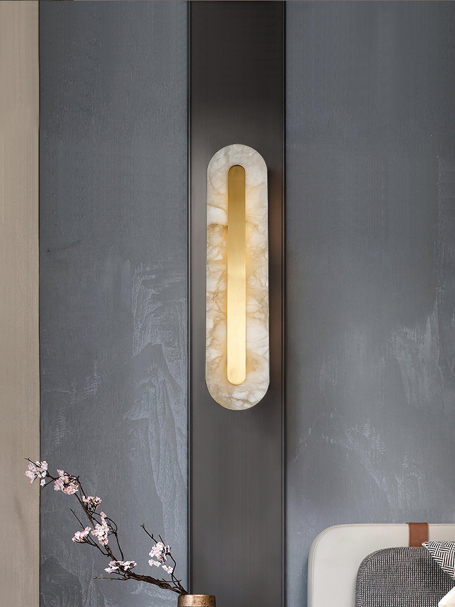 Modern Alabaster Rounded Wall Light Fixture - Elegant Indoor Sconce for Living Room, Bedroom & Hallway Lighting