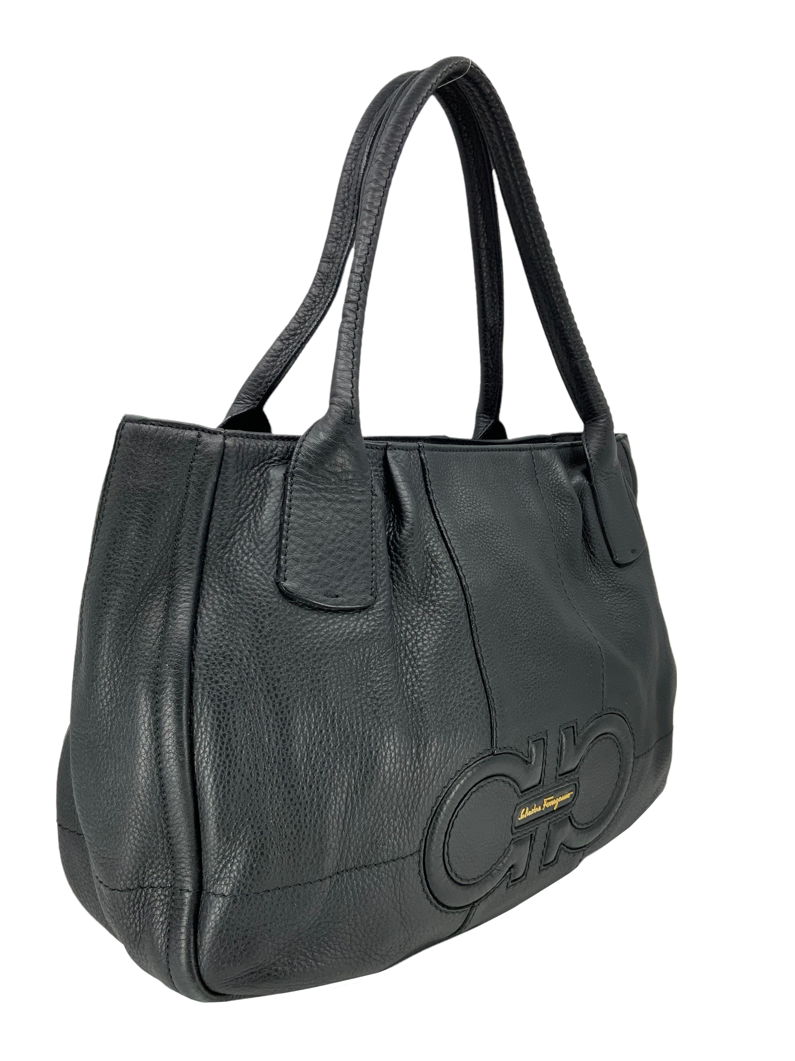 Salvatore Ferragamo Genuine Leather Izzie Gancini Large Tote Bag for Women - Luxury Designer Handbag for Work, Travel & Everyday Use