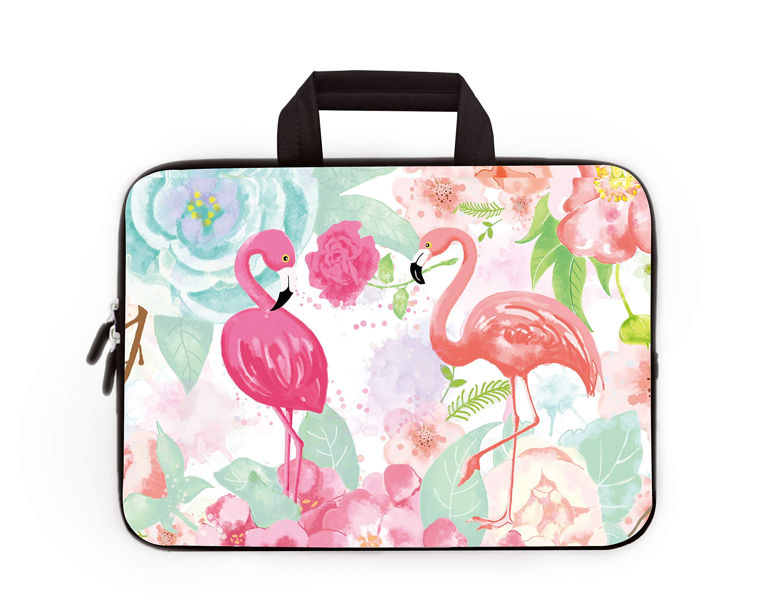 14-15.6 Inch Laptop Sleeve Case - Neoprene Protective Cover with Handle for Dell, Lenovo, HP, ASUS, Acer, Toshiba & Chromebook - Cute Flamingo Design - Perfect for Travel, Office & School Use