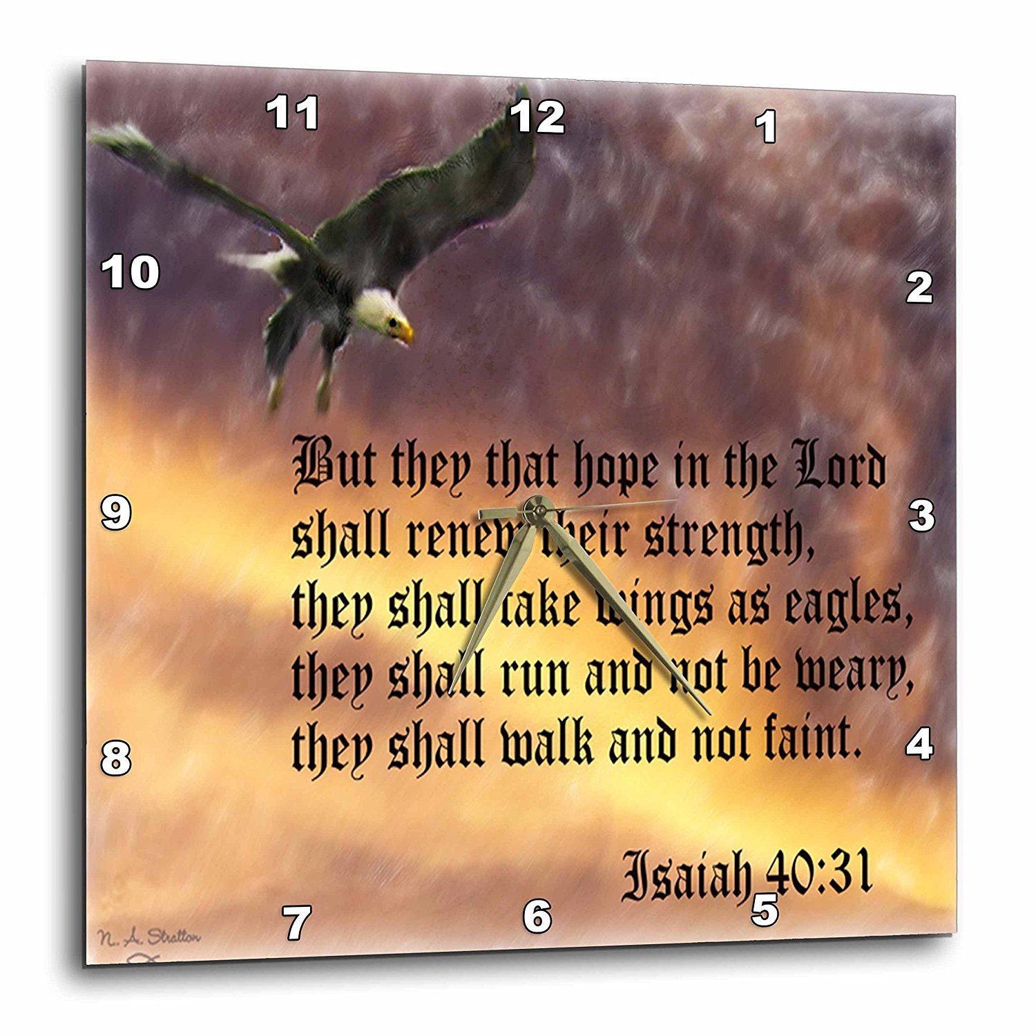 15x15in Eagle Bible Verse Wall Clock - Isaiah 40:31 for Home & Office Decor