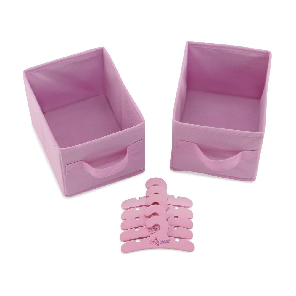 Emily Rose 14 Inch Doll Pink Wardrobe Closet with 5 Hangers - Storage Armoire for 14