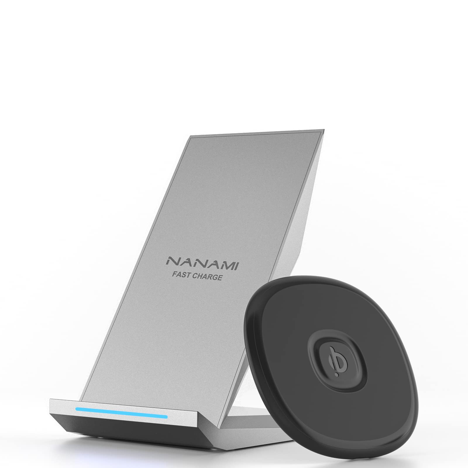 NANAMI Fast Wireless Charger - Qi-Certified 15W Wireless Charging Stand & Pad (2 Pack) for iPhone 15/14/13/12 Series, Samsung Galaxy S24/S23/S22/S21/S20/Note 20, AirPods Pro - Perfect for Home, Office & Travel Use