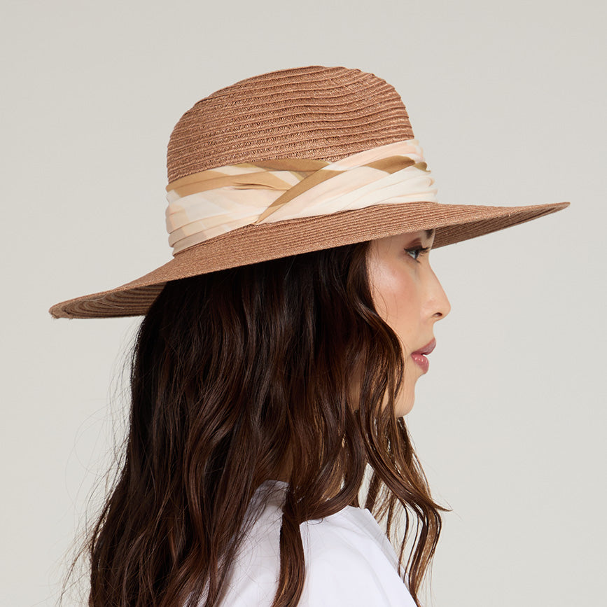 Emmanuelle Packable Hemp Fedora Hat for Women - Lightweight Travel Sun Hat for Beach, Hiking & Outdoor Adventures