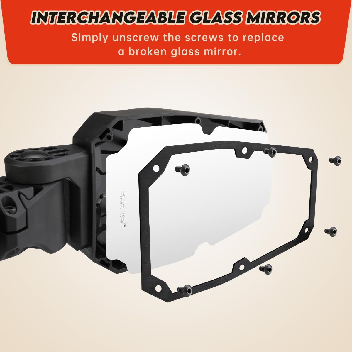 UTV Glass Lenses Replacement (2-Pack) - Compatible with RH-203 UTV Side Mirrors - Durable Clear Vision for Off-Roading, Hunting & Farm Work