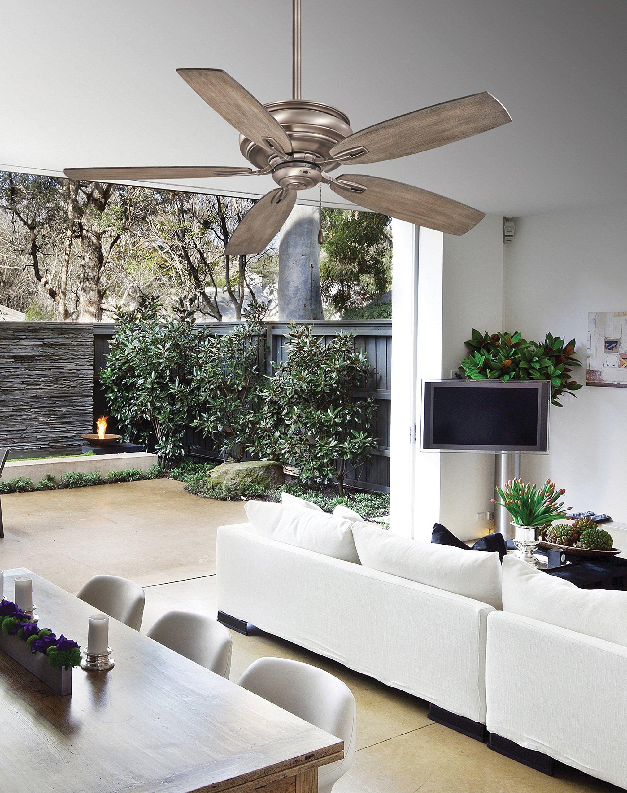 Minka-Aire F614-PW 54 Inch Energy Star Certified Ceiling Fan with Light in Timeless Pewter Finish - Perfect for Living Room, Bedroom, and Outdoor Spaces