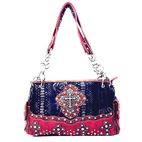 Red Flora Rhinestone Cross