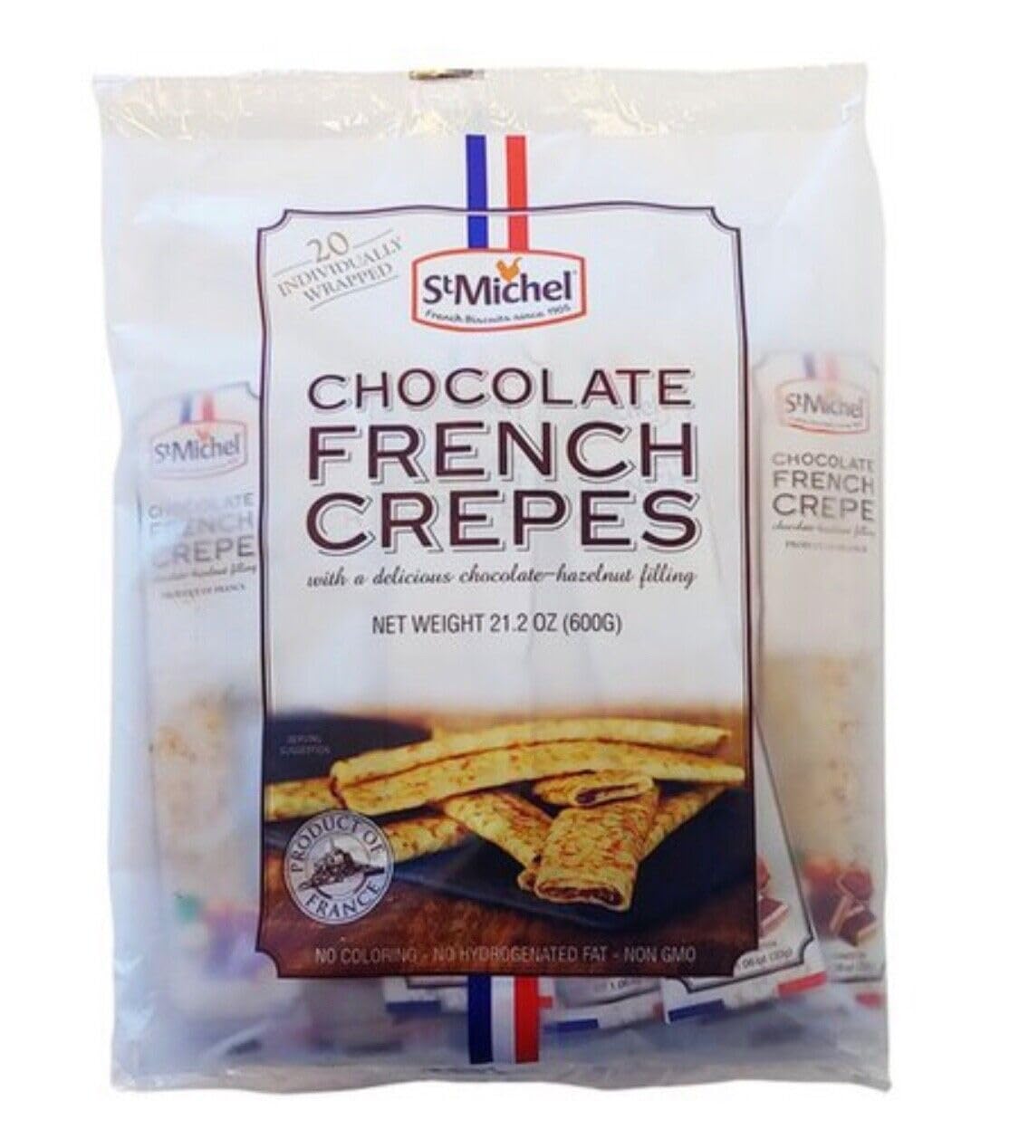 Premium St Michel French Crepes with Chocolate Hazelnut Filling - 21.2oz (Pack of 2) | Authentic Breton Galettes | Breakfast, Snack & Dessert Delight