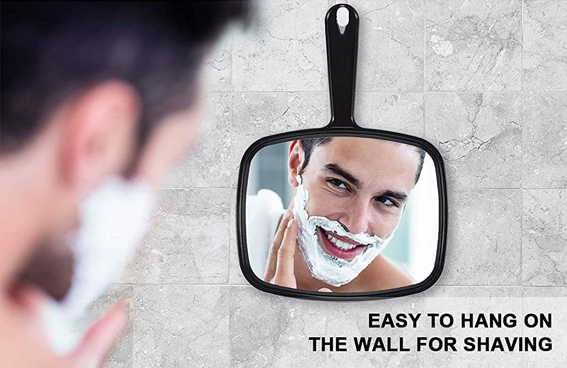 Professional Handheld Mirror for Salon & Barbers - Black Hairdressing Paddle Mirror - Perfect for Styling, Cutting & Hair Care at Home or Salon