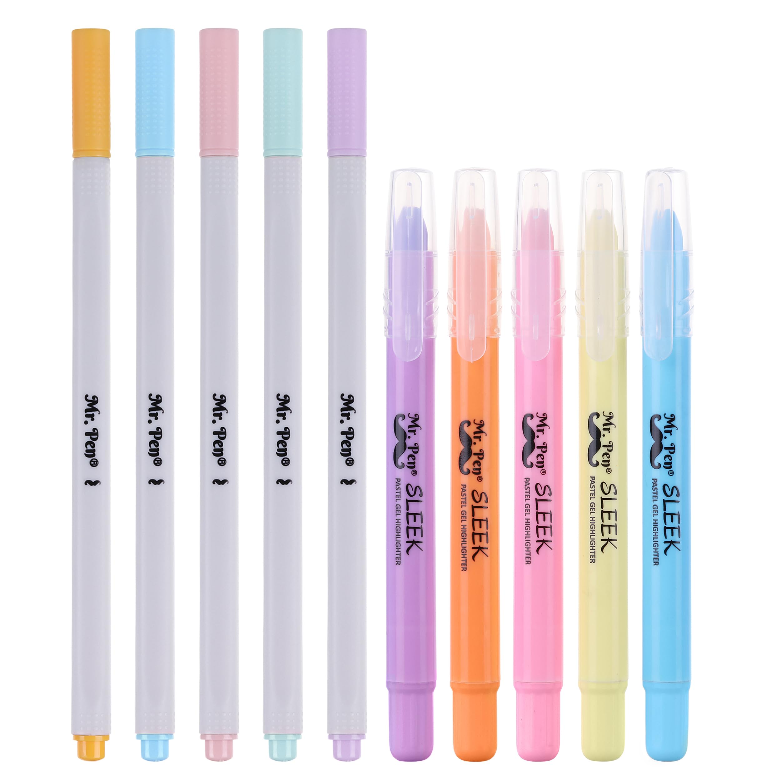 Mr. Pen Bible Gel Highlighters & Fineliner Pens - No Bleed Pastel Colors 10 Pack for Bible Study, Journaling & Note Taking - Perfect for Scripture Marking, Bible Journaling & Church Note Taking