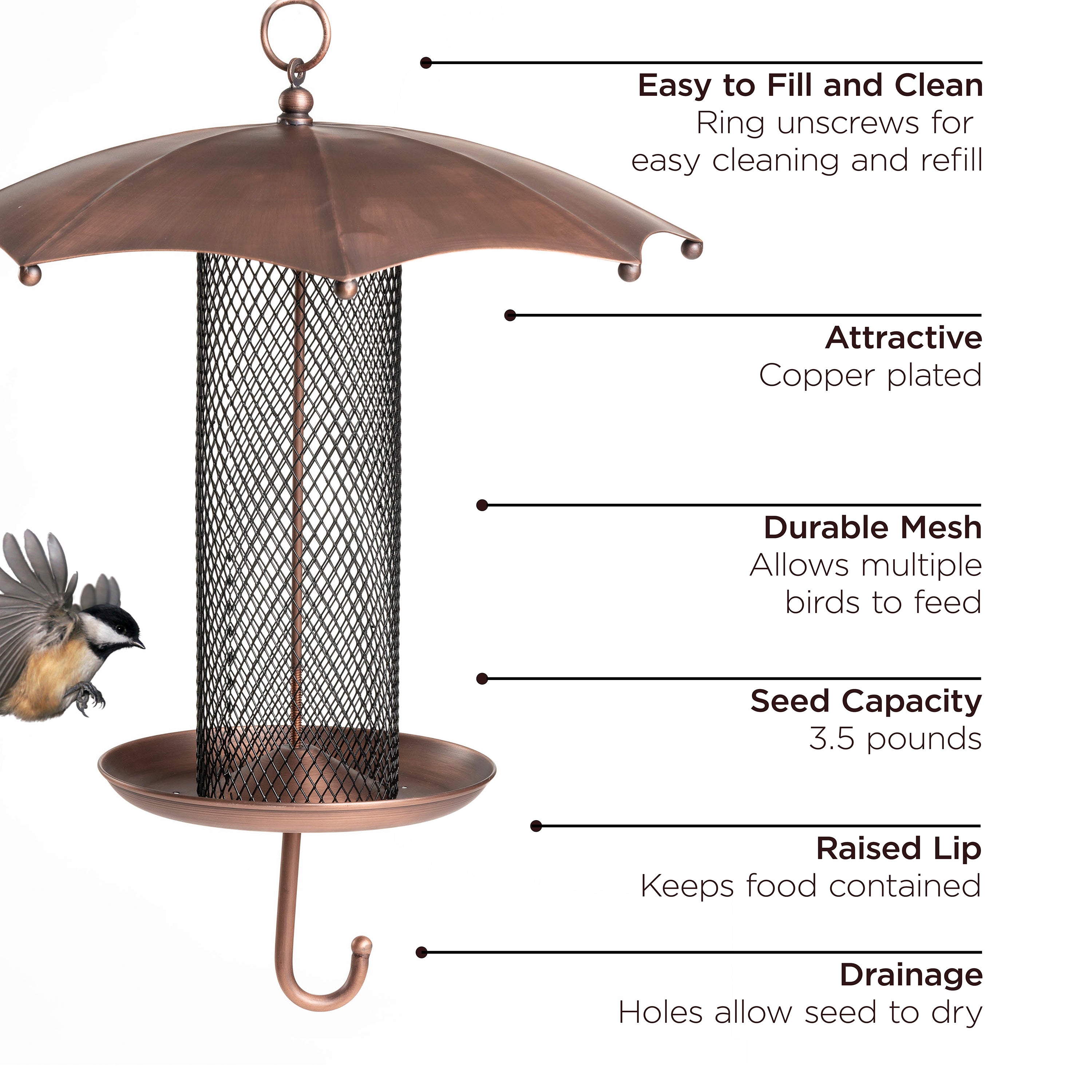 Waterproof Bird Feeder with Mesh Tube - Hanging Outdoor Garden Decor for Rainy Days | Attracts Wild Birds to Your Backyard