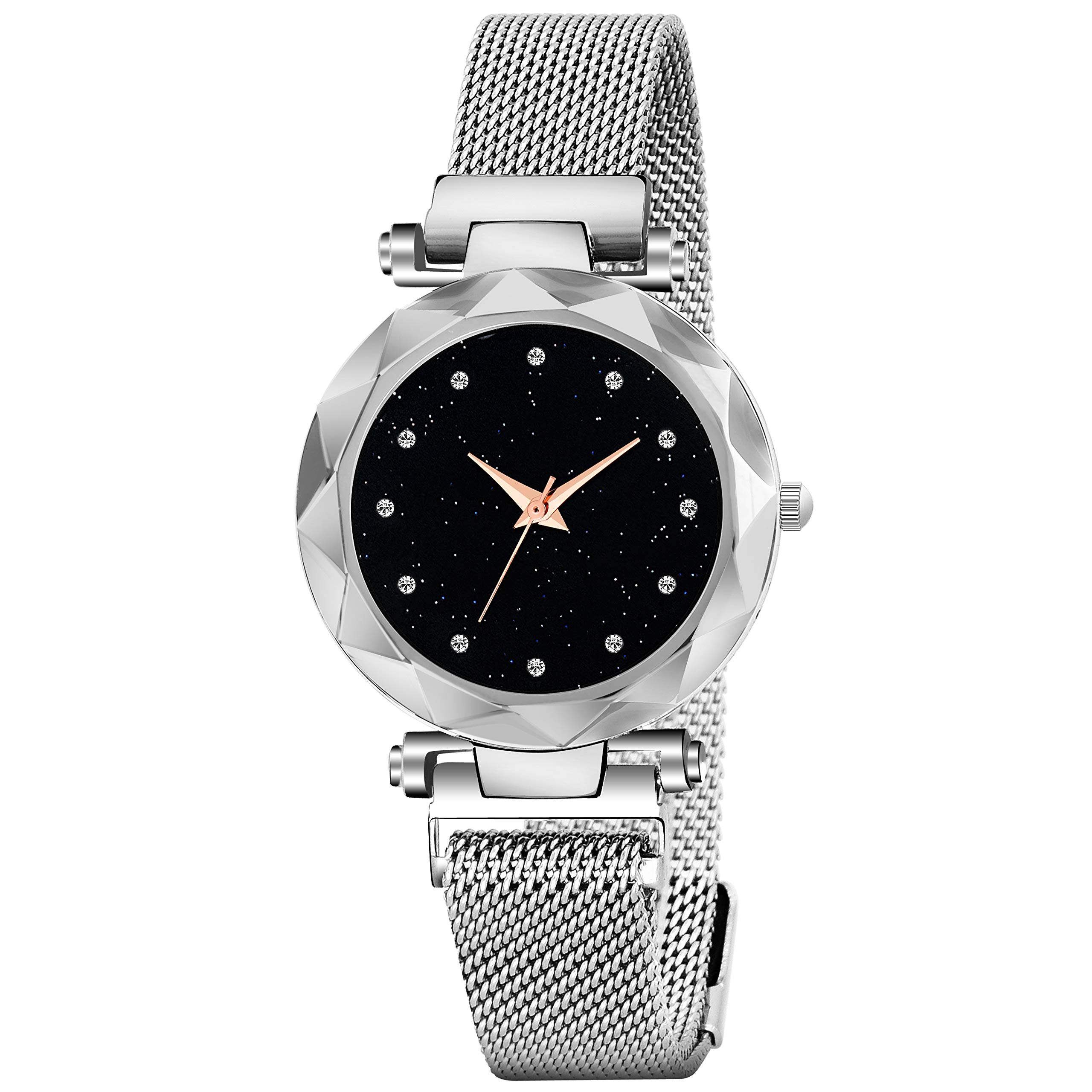 Niyati Nx Luxury Mesh Magnet Buckle Starry Sky Quartz Watch for Women - Elegant Analog Wristwatch with Mysterious Design, Perfect for Daily Wear, Office, Parties & Special Occasions