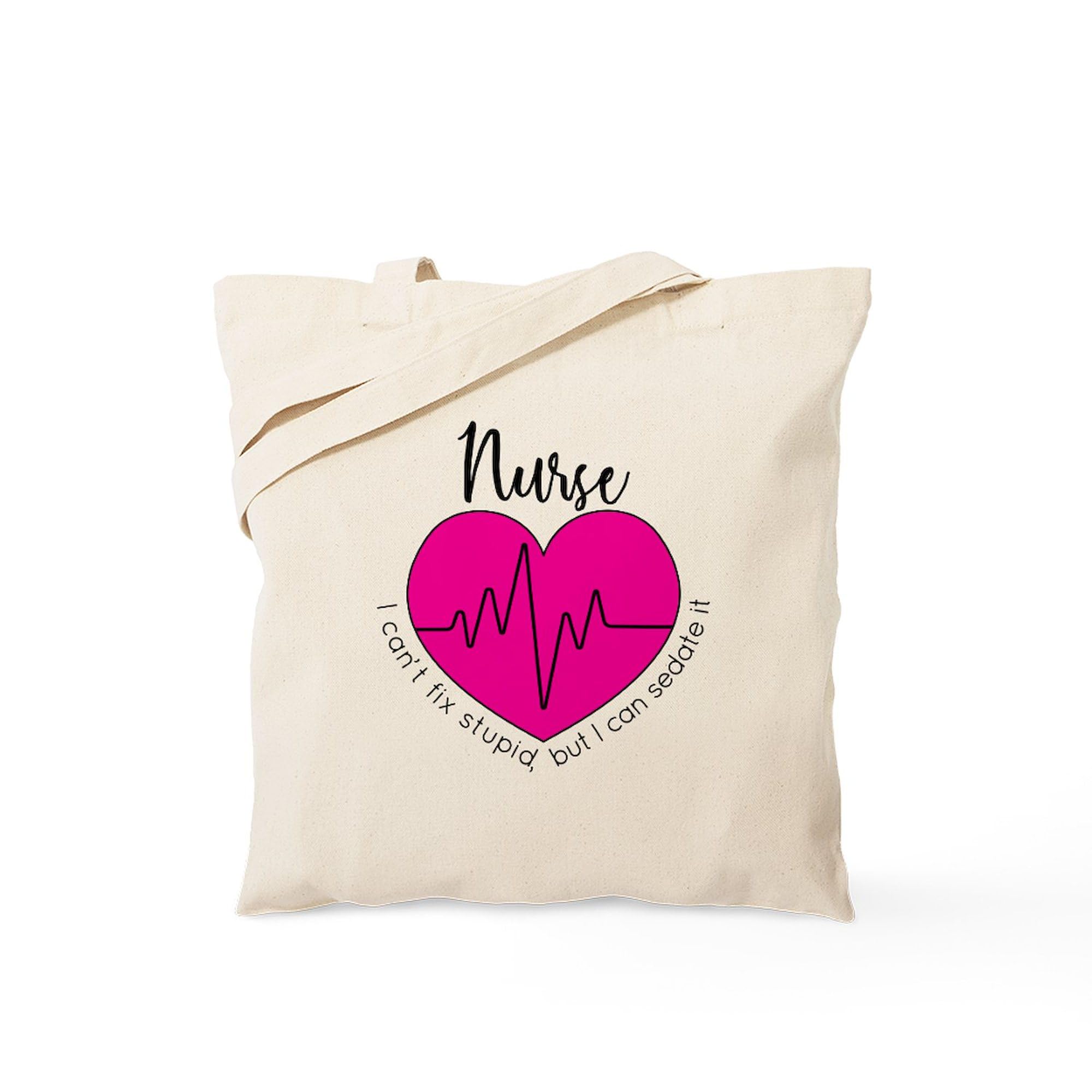 Nurse I Can't Fix Stupid Tote Bag - Natural Canvas Reusable Shopping Bag for Nurses, Medical Professionals & Healthcare Workers - Perfect for Work, Groceries & Everyday Use