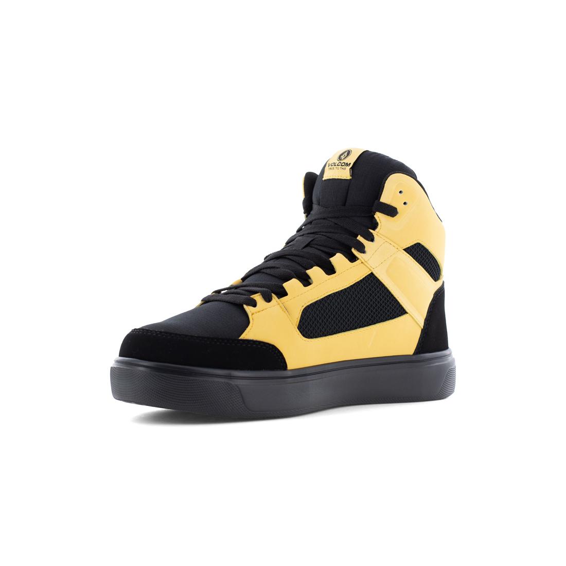 Evolve Composite Toe Met Guard High Top Work Boots for Men - Black & Yellow Safety Shoes for Construction, Warehouse & Industrial Work