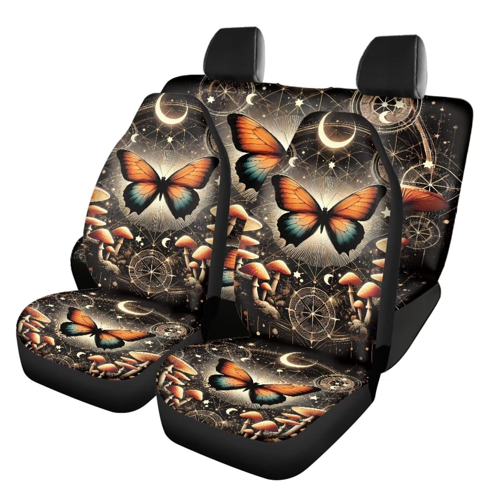3D Butterfly Car Seat Covers Protector Set - 4 Pcs Anti-Slip Cushion & Saddle Blanket - Universal Fit for Most Vehicles - Perfect for Women & Men - Great for Road Trips, Commuting and Car Interior Protection