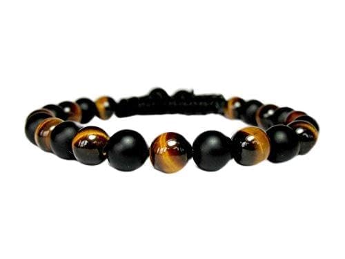 JEWELZ Onyx and Tiger Eye Mala Bracelet for Men, 8mm Beaded Bracelet, Stylish Onyx Jewelry, Perfect Boyfriend Gift, Shamballa Bracelet for Meditation and Daily Wear