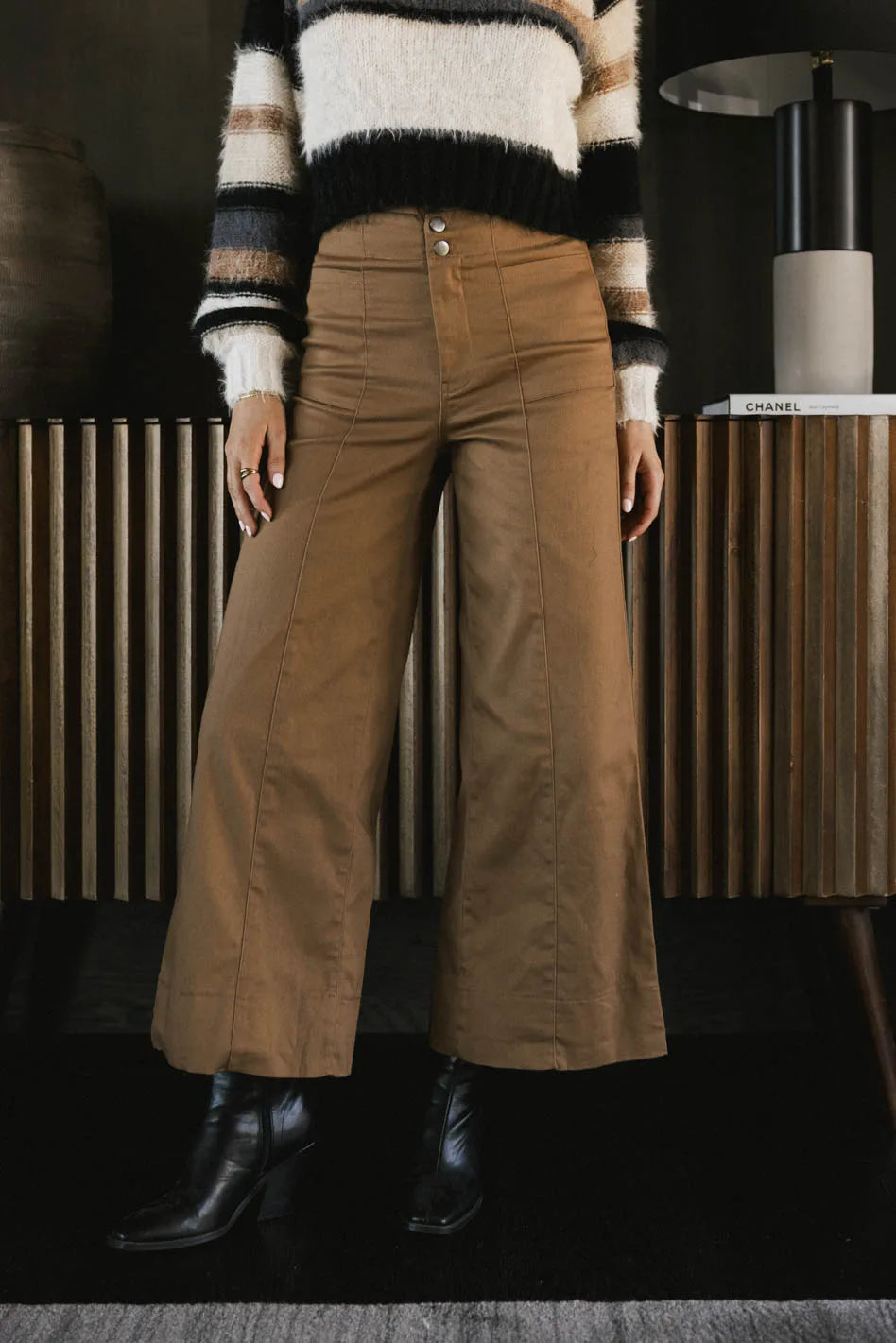Aspen Wide Leg Pants for Women - Camel Color High Waisted Flowy Trousers | Comfortable Office Wear, Casual Outfits & Boho Chic Style