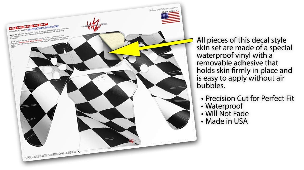 PS5 DualSense Controller Skin Wrap - Checkered Racing Flag Design for Gaming & Protection