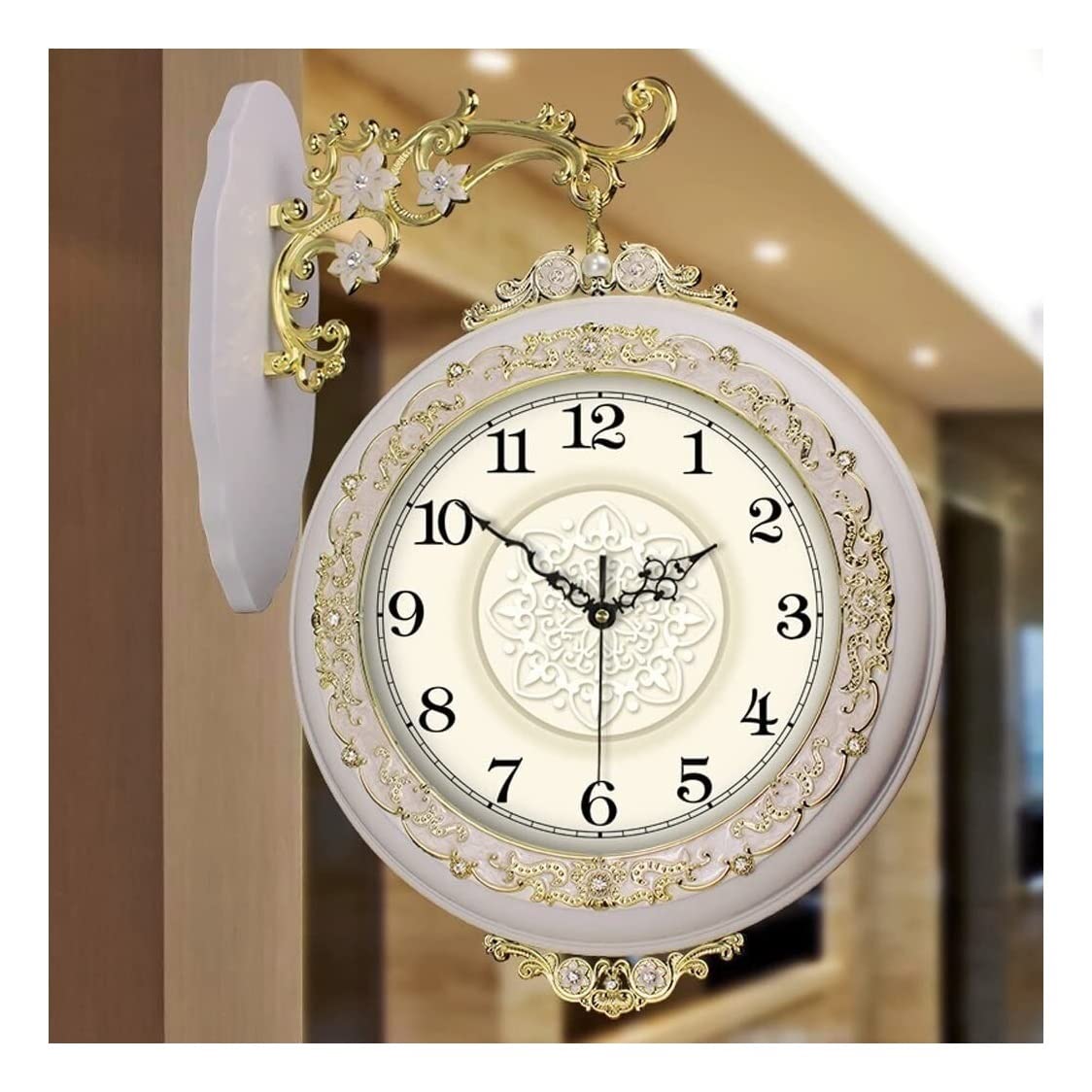 Vintage Double-Sided Wall Clock - European Retro Style for Living Room & Bedroom Decor