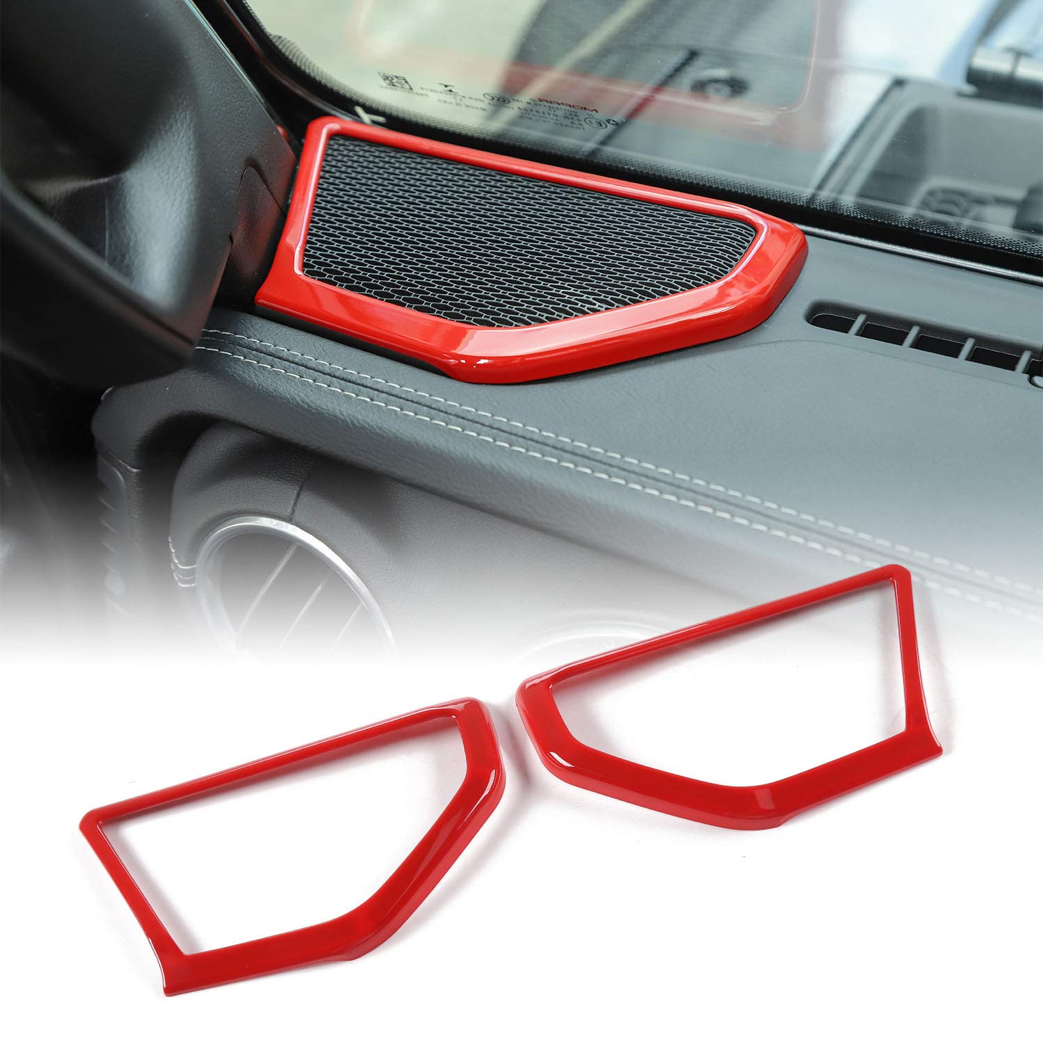 Jeep Wrangler JL JLU & Gladiator JT A-Pillar Speaker Cover Trim - Interior Accessories for 2018-2024 Models (Red) | Custom Car Decor Upgrade for Enhanced Style & Protection