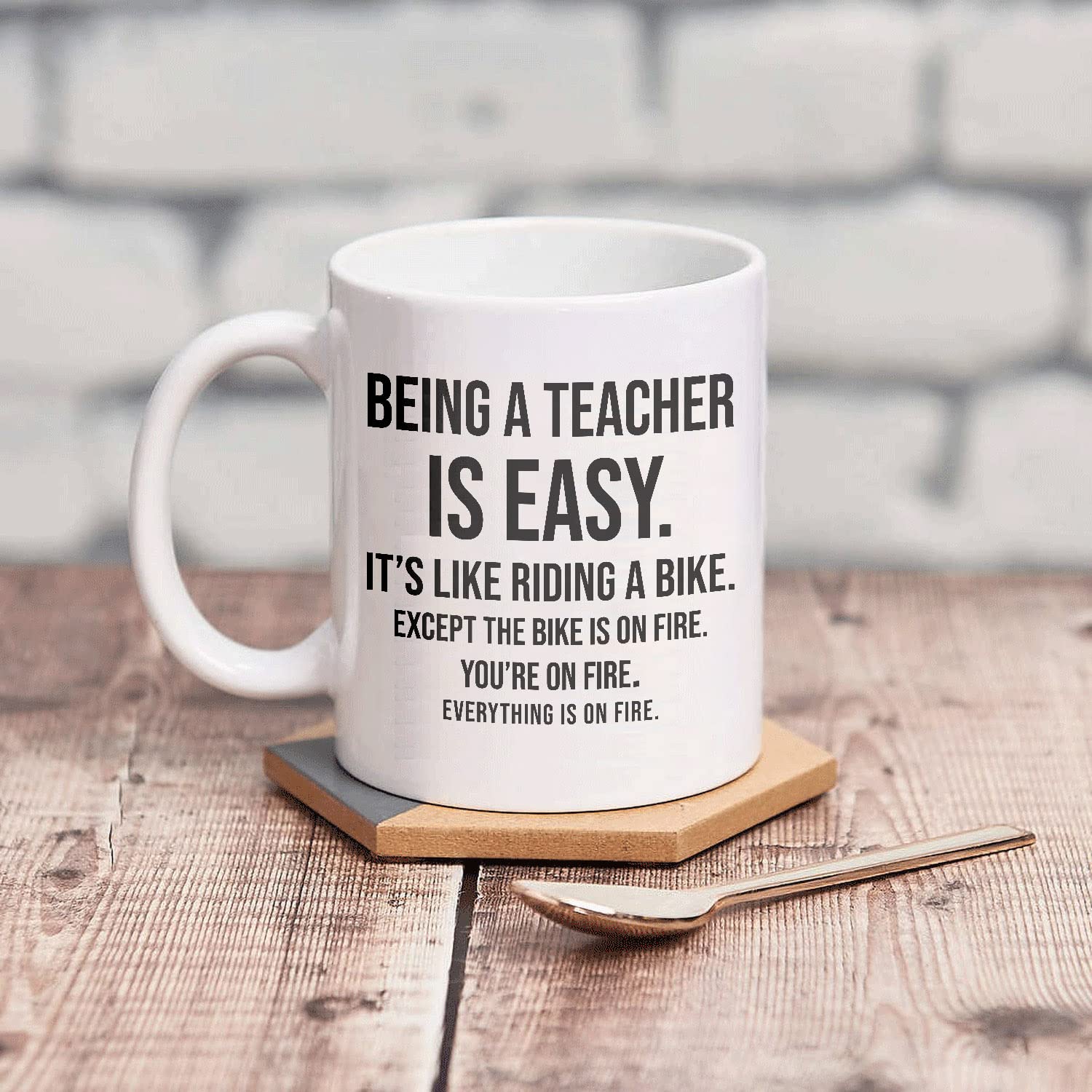 Funny Teacher Coffee Mug - 'Being a Teacher Is Easy' Humor Ceramic Cup (11oz/15oz) - Perfect Gag Gift for Educators, Back to School, Appreciation & Retirement - White Ceramic Mug for Classroom, Office & Home Use