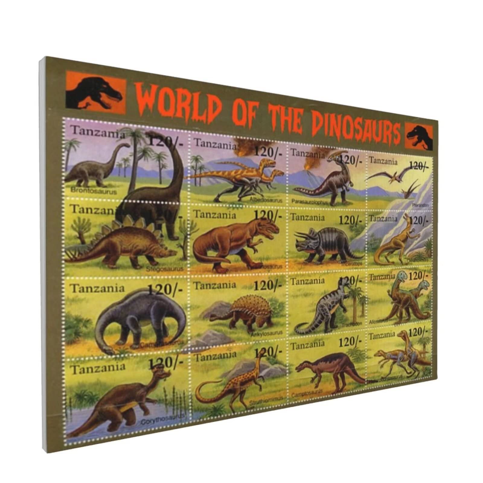 Jurassic Dinosaurs Poster Canvas Wall Art - 16x20 Inch for Kids Room & Classroom Decor