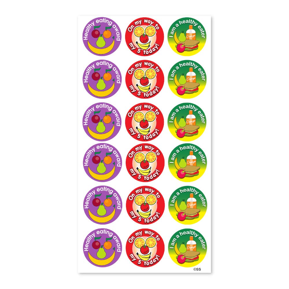 Healthy Eating Stickers for Kids - Pack of 54 Fun Food Reward Labels - Perfect for Lunchboxes, Classroom Rewards & Nutrition Education