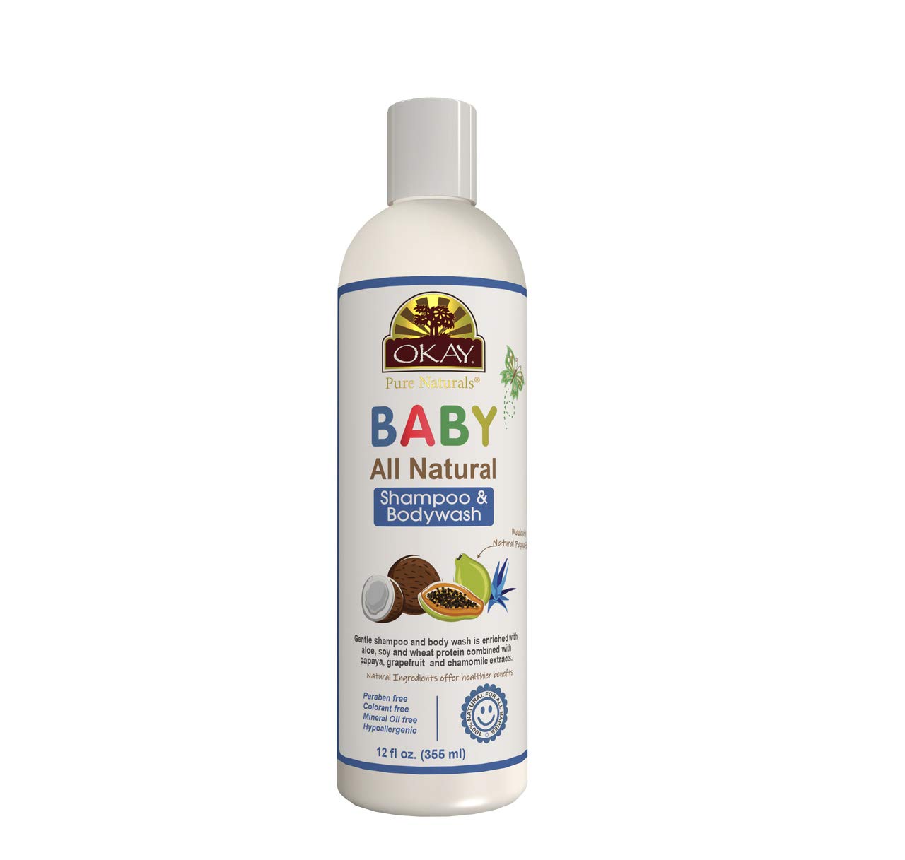 Organic Baby Shampoo & Body Wash - Sulfate, Silicone, Paraben Free - Gentle Cleansing for Sensitive Skin & Hair - 12 oz Made in USA - Perfect for Newborns, Infants & Toddlers Daily Bath Time