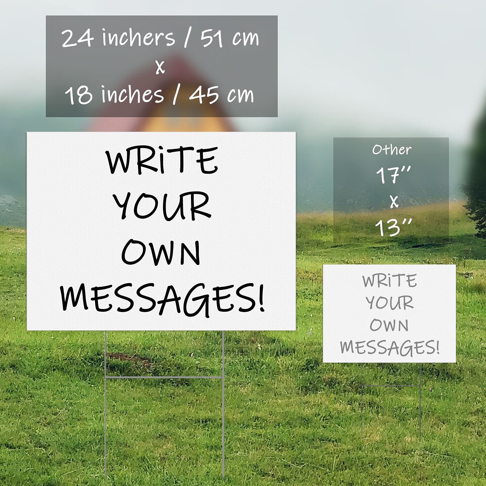 6 Pack 18x24 Inch White Corrugated Plastic Yard Signs with Stakes for Garden, Garage Sales & Parties