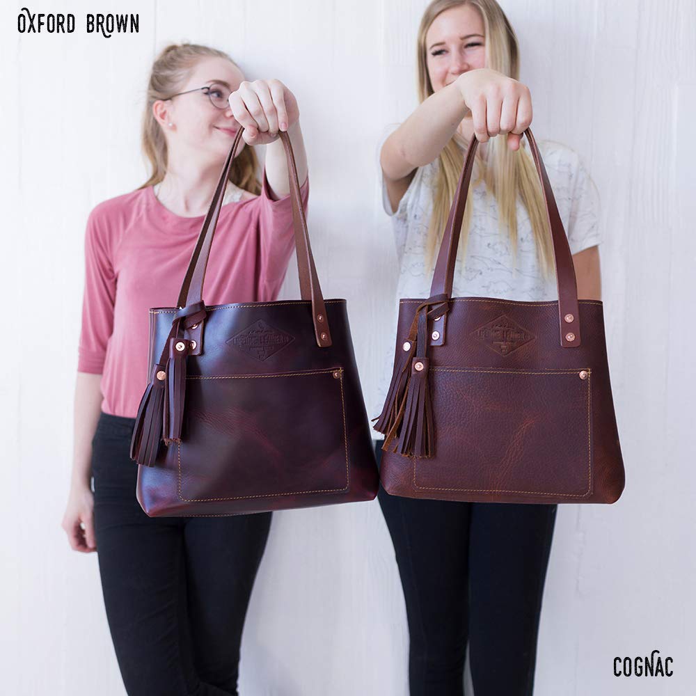 Premium Genuine Leather Tote Bag for Women - Handcrafted in USA - Monogrammed Designer Handbag & Purse - Perfect for Work, Travel & Everyday Use