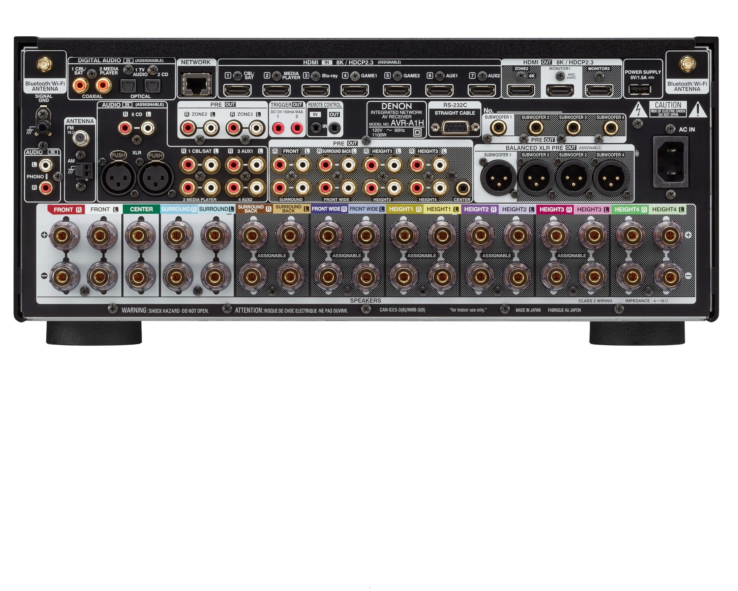 Denon AVR A1H 15.4 Channel 8K AV Receiver with HEOS - Open Box - Premium Home Theater Audio System for Movies, Music & Gaming