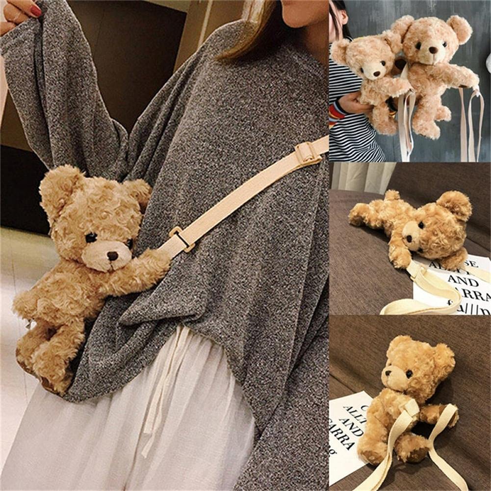 Cute Teddy Bear Crossbody Bag for Women & Girls - Plush Stuffed Coin Purse with Adjustable Strap - Perfect for School, Travel, and Everyday Use