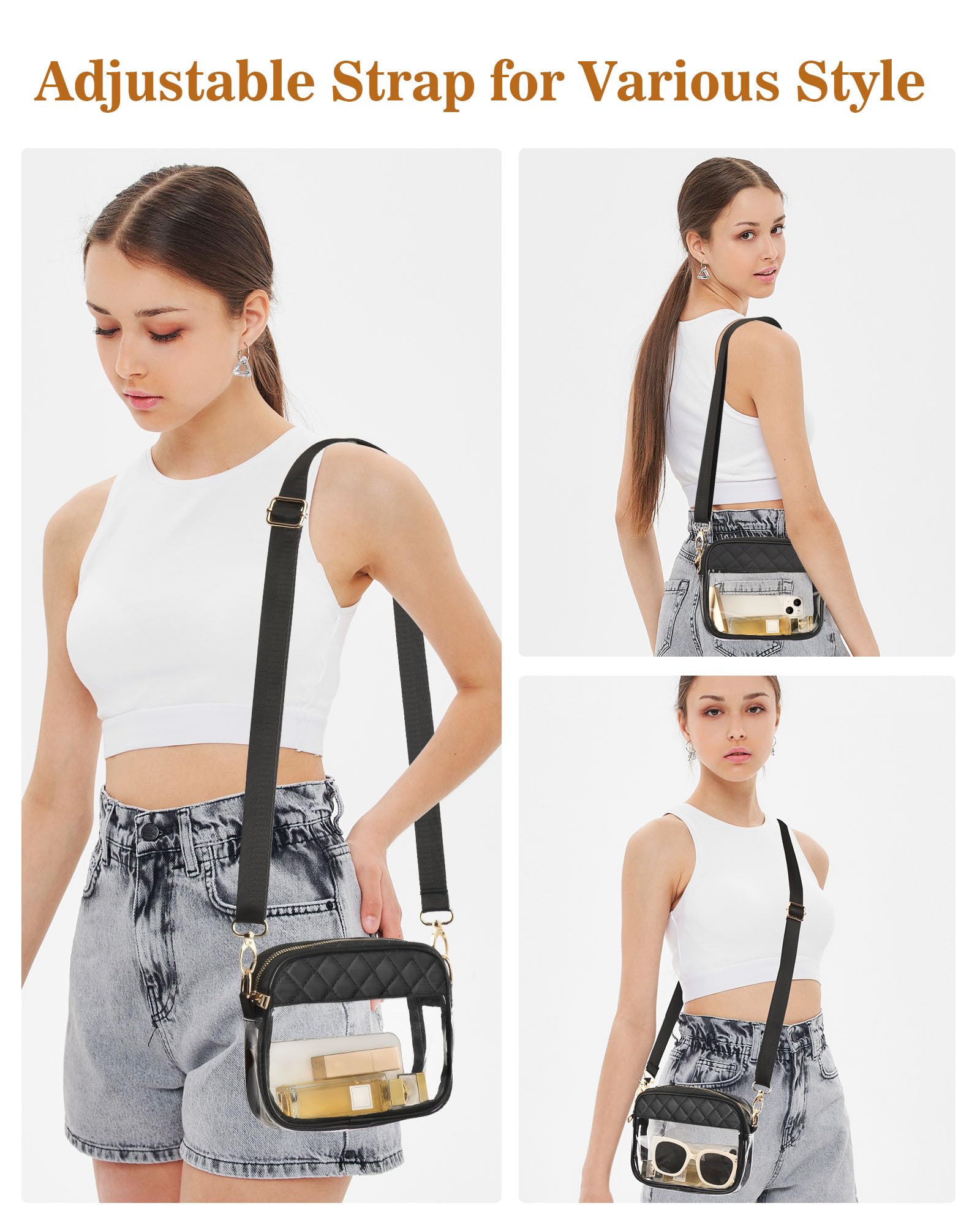 Stadium Approved Clear Crossbody Bag for Women - Small Transparent Purse for Concerts, Sports Events & Security Check - Perfect for NFL, NBA, Concerts & Theme Parks