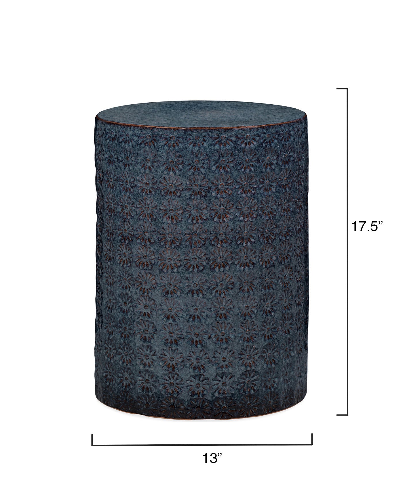 Blue Wildflower Side Table - Small Accent Table for Living Room, Bedroom, or Patio Decor