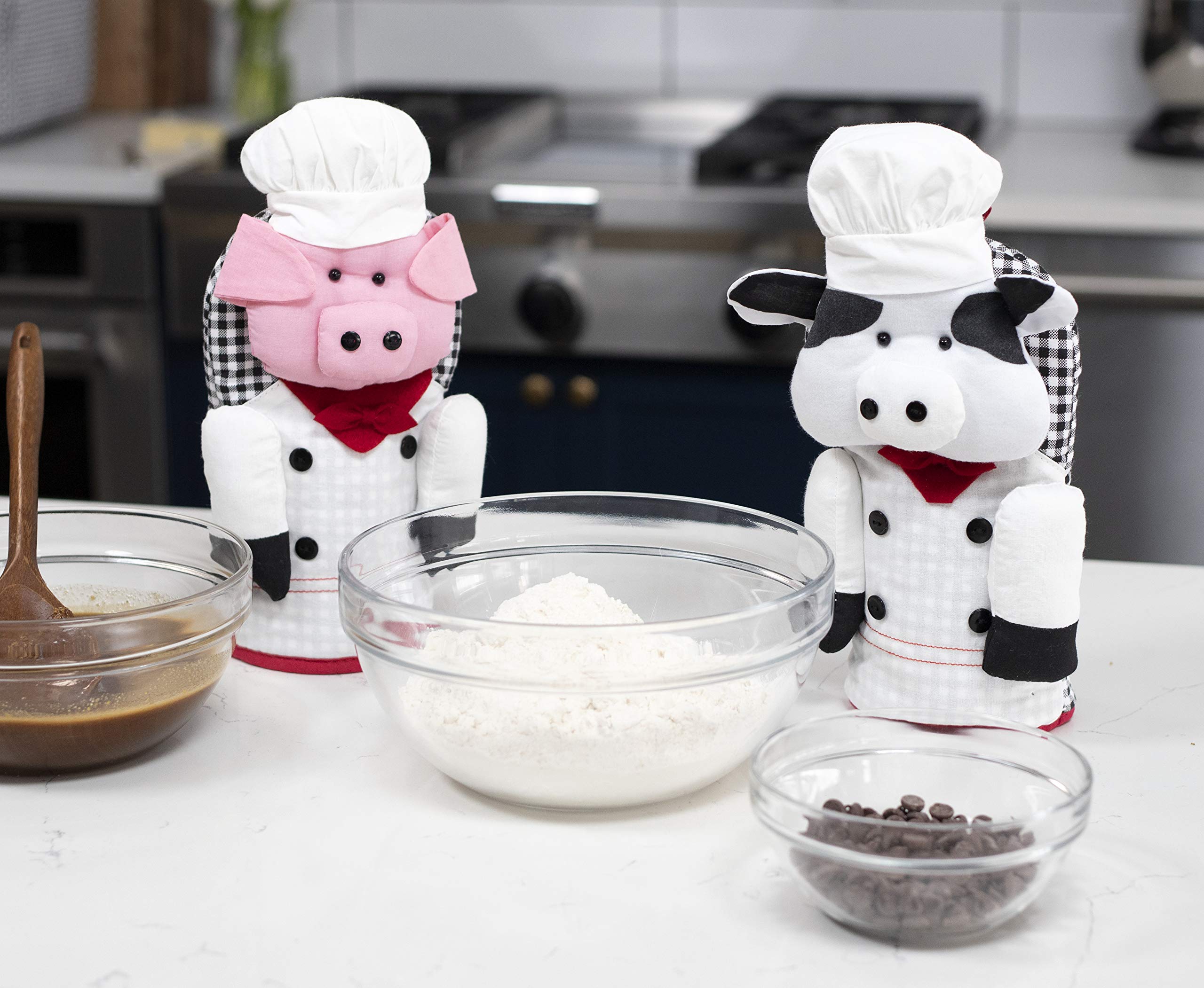 Ritz Kitchen Friends Novelty Cotton Oven Mitt - Heat Resistant Cooking Glove for Baking & Grilling - Funny Chef Cow Design - Perfect Housewarming Gift for Women & Men (6