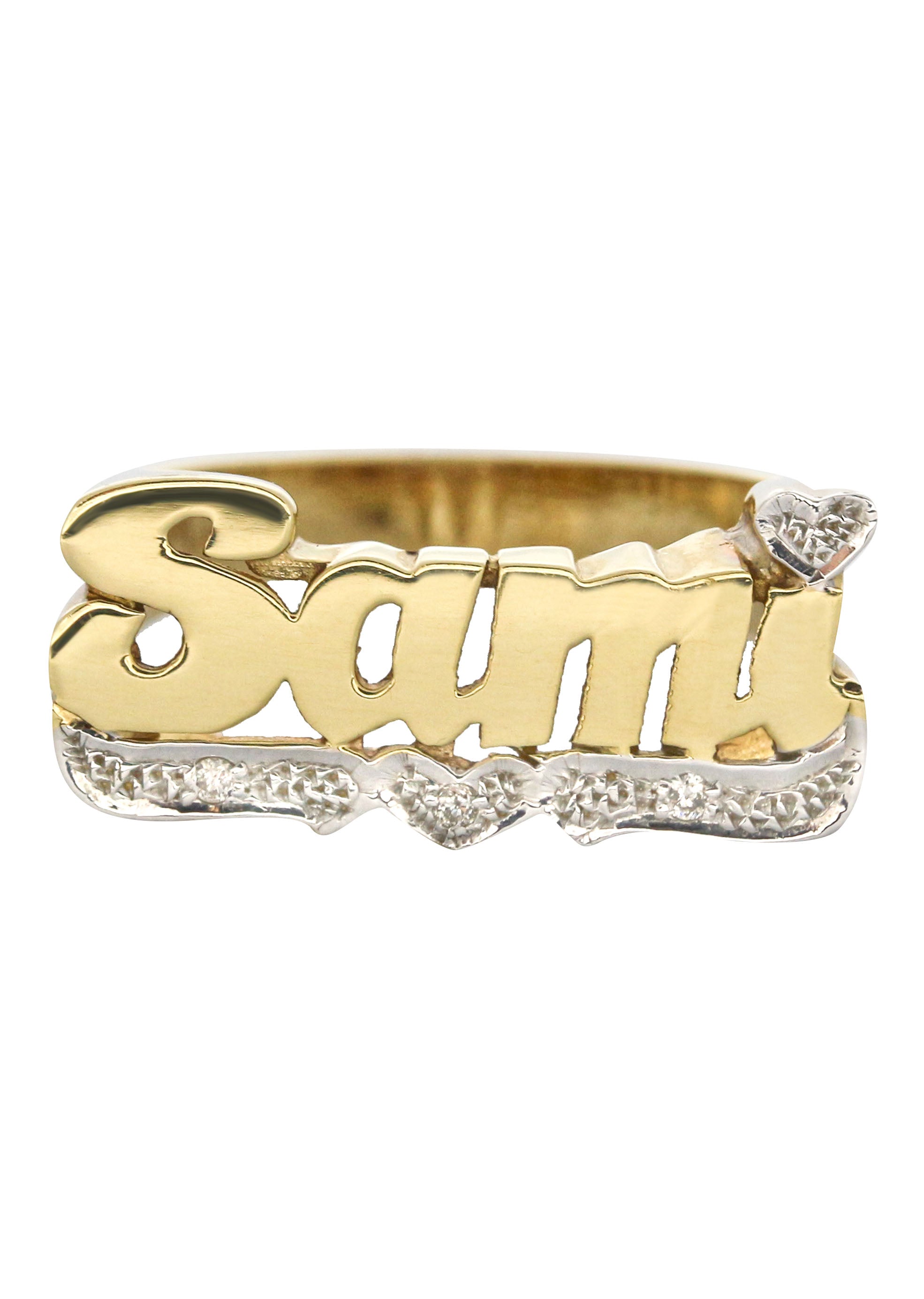14K Gold Heart Diamond Name Ring for Women - Personalized Custom Engraved Jewelry Gift (Approx. 4.2g) - Perfect for Anniversary, Valentine's Day & Special Occasions