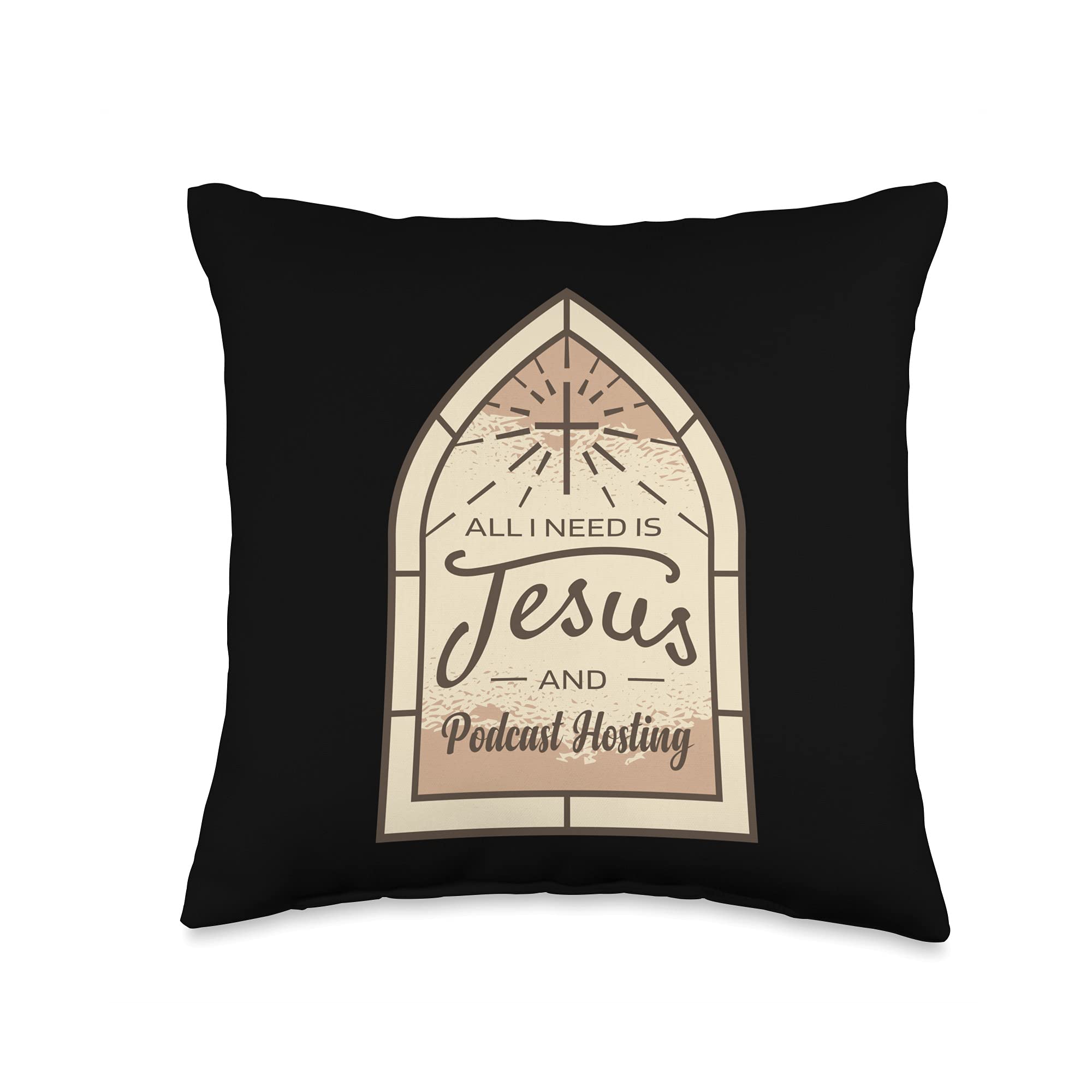 Christian Podcaster Throw Pillow - 16x16 Inch Multicolor Jesus Design for Home Decor, Church Gifts & Bible Study Comfort