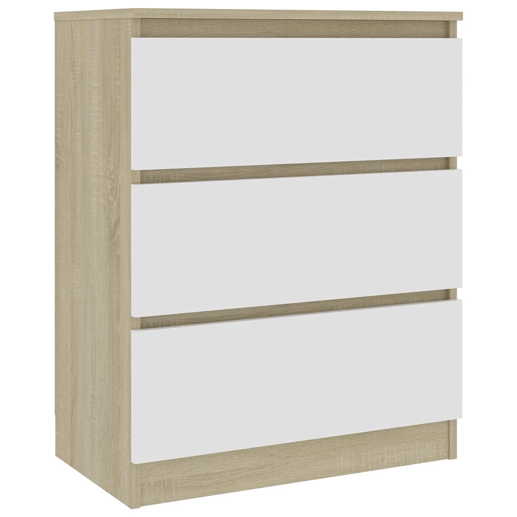 White & Sonoma Wooden Buffet Cabinet with 3 Drawers - 23.6