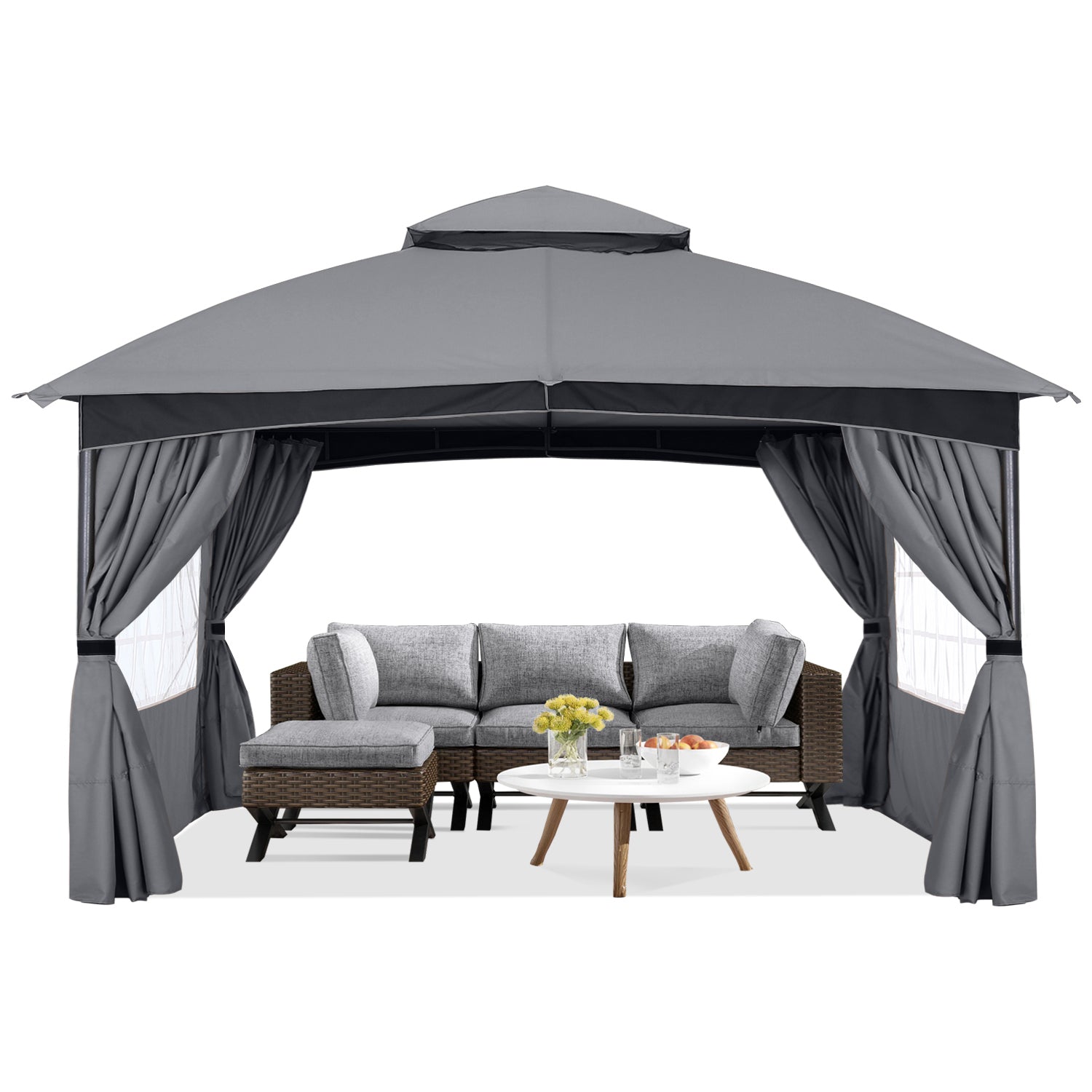 ABCCANOPY Outdoor Gazebo with Windows & Curtains - 8x8, 10x10, 10x12 Waterproof Patio Canopy for Garden, Backyard, Wedding & Party Decorations - Perfect for Outdoor Entertaining, Relaxation and Shade