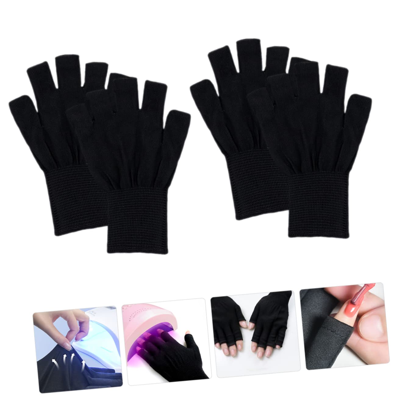 Beavorty 2 Pairs Nail Art Gloves - UV Protection for Gel Nails, Nail Building & Molding Gel Accessories - Perfect for Salon, DIY Manicure & Nail Extension at Home