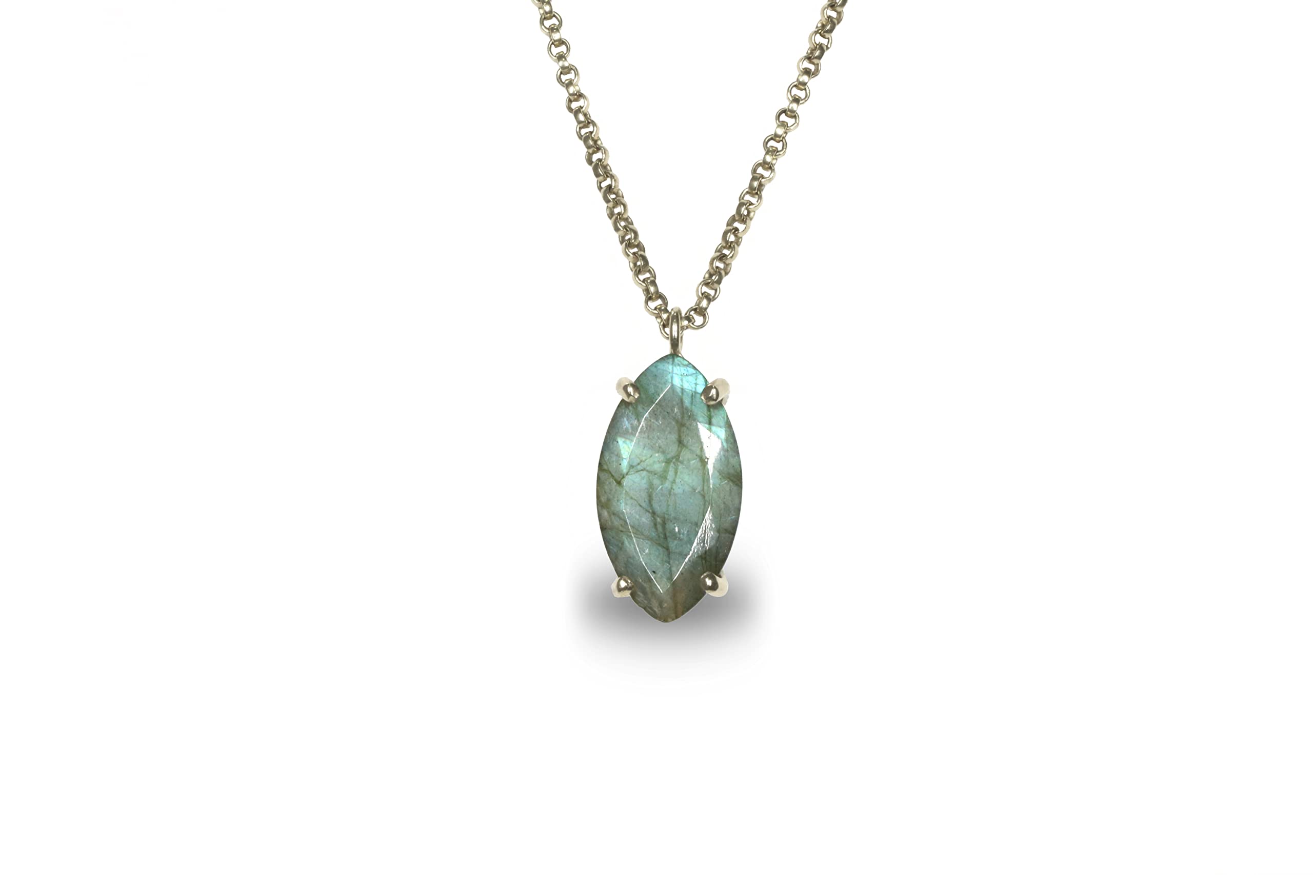 Handcrafted Marquise Labradorite Necklace - Natural Gemstone Statement Jewelry for Women | Elegant Long Pendant Boho Necklace | Perfect for Weddings, Parties & Everyday Wear