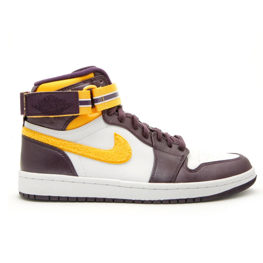 Air Jordan 1 Retro High Strap Basketball Shoes - Grand Purple & Varsity Maize Colorway | Stylish Sneakers for Men's Streetwear & Basketball Games