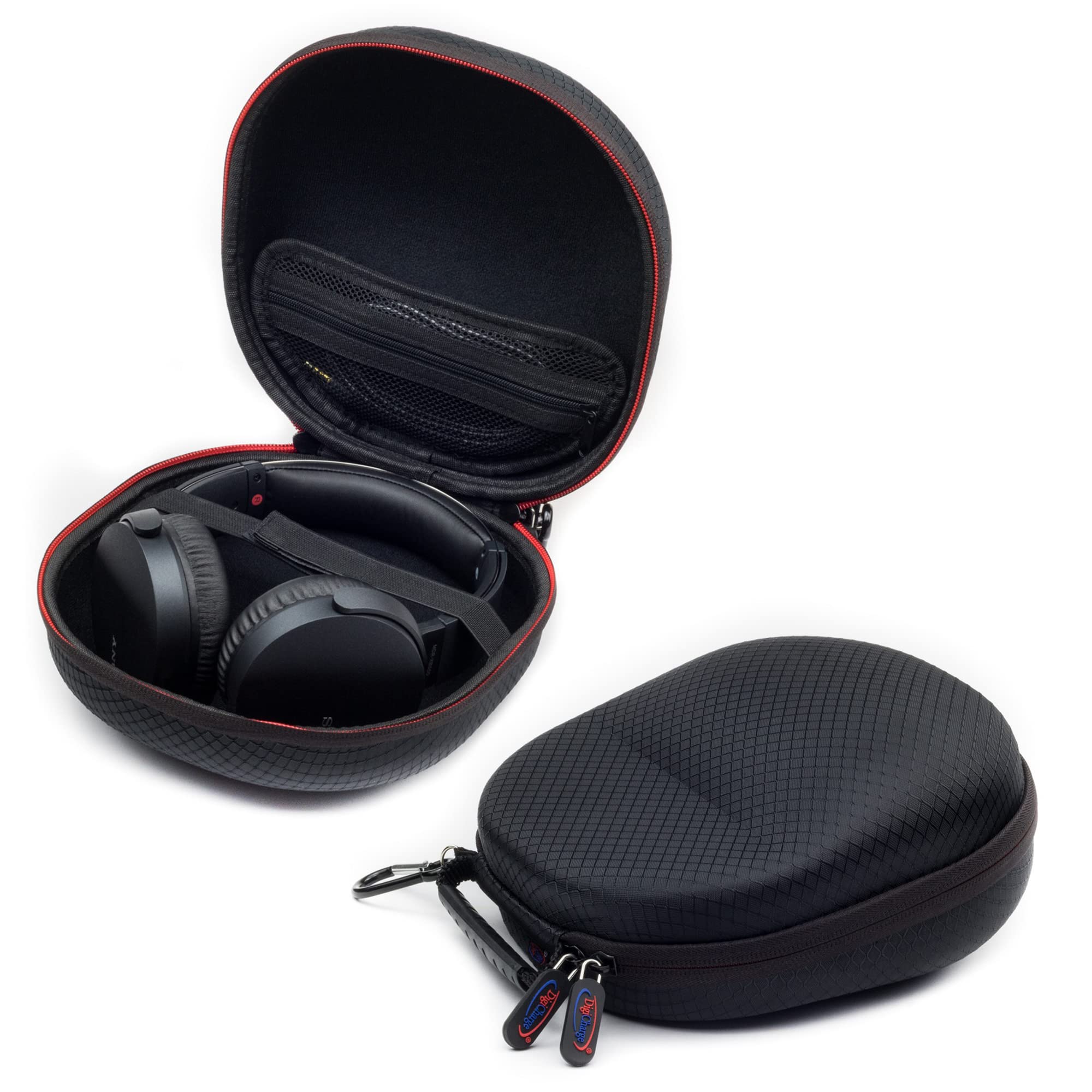 Digicharge Hard Protective Carry Case for Sony, JBL, Beats, Bose Over-Ear Headphones & SteelSeries Nova Arctis Prime, Mpow, Beexcellent, Logitech Gaming Headsets (19x23cm) - Durable Travel Storage for Headphone Protection at Home, Office, Gym or Travel