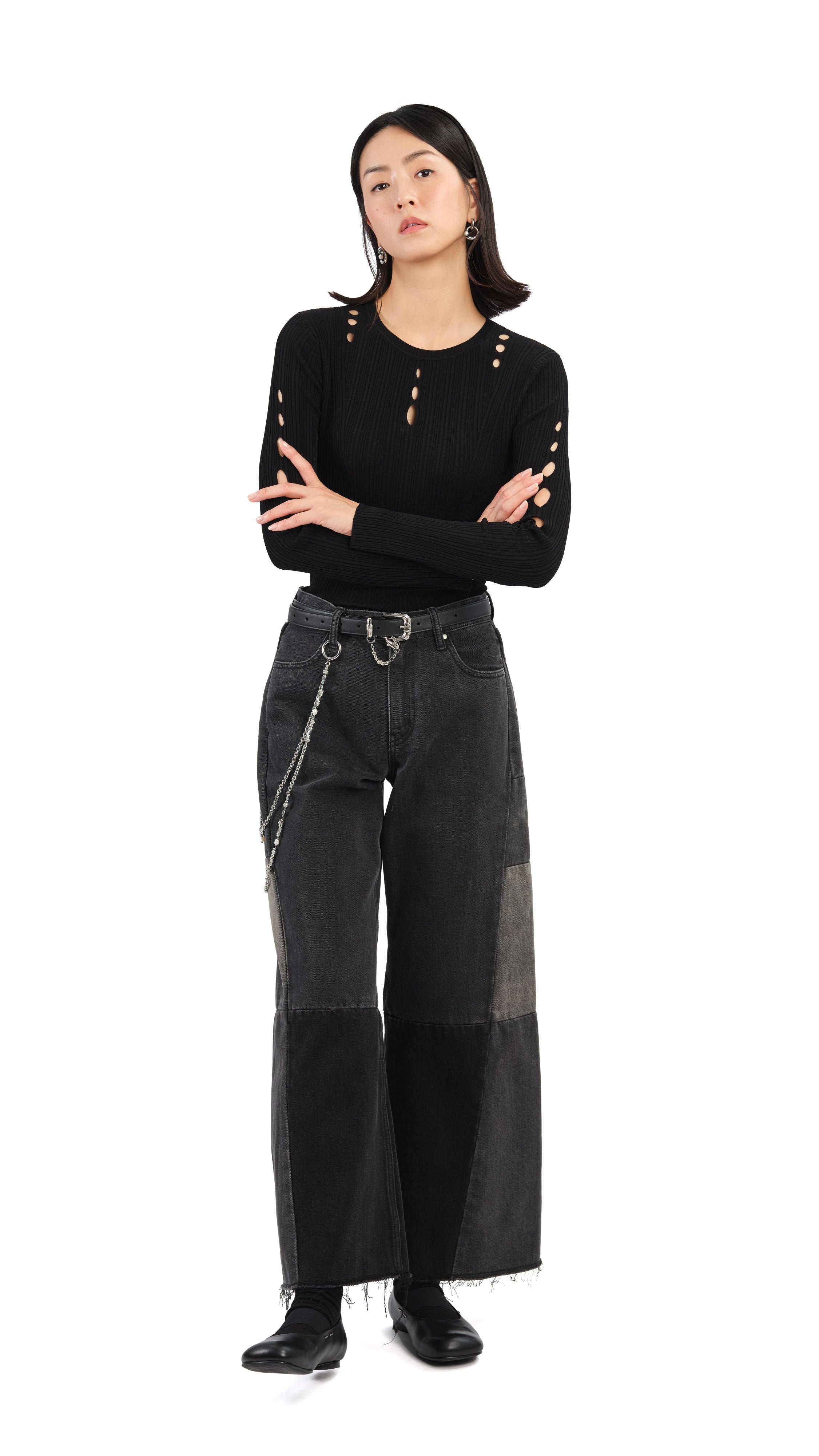 Trendy Slash Cut Out Sweater for Women - Stylish Knit Pullover for Fall & Winter Fashion | Perfect for Casual Outfits, Date Nights & Layering