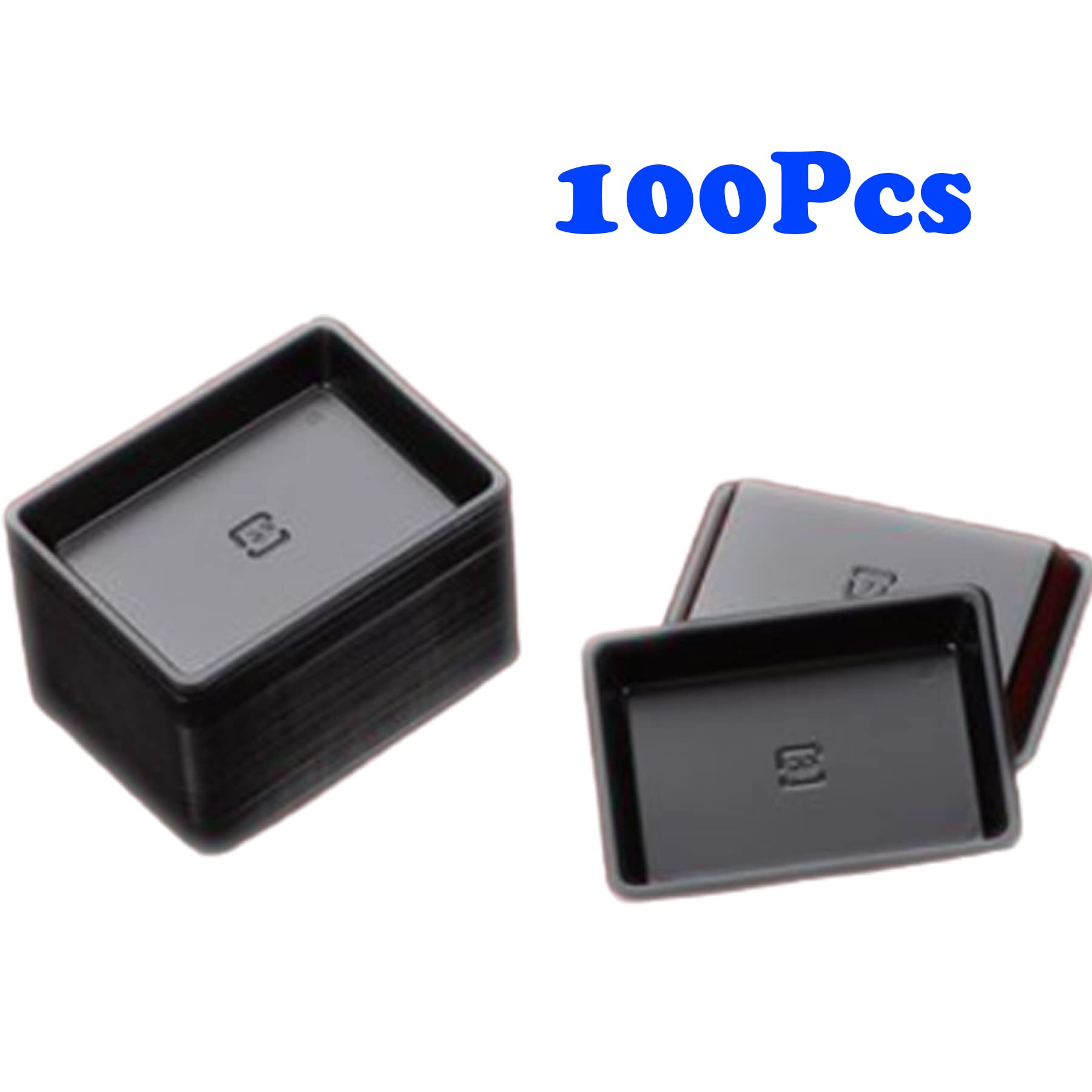 100 Pack Black Rectangle Sauce Dishes - Mini Disposable Dipping Plates for Dessert, Soup, Soy Sauce & Seasoning | Perfect for Home, Restaurants & Party Appetizers (MG20220326) | Ideal for Sushi, Dumplings, Salad Dressing & Snack Serving