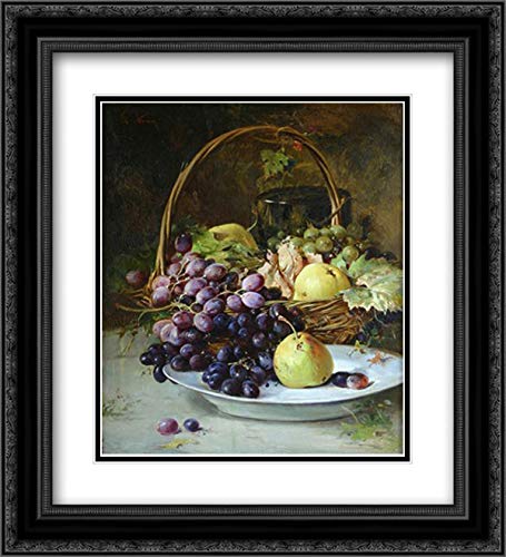 20x22 Black Ornate Frame Fruit Basket Double Matted Museum Art Print by Theodor Aman - Perfect for Kitchen Decor, Dining Room Wall Art & Gift Ideas