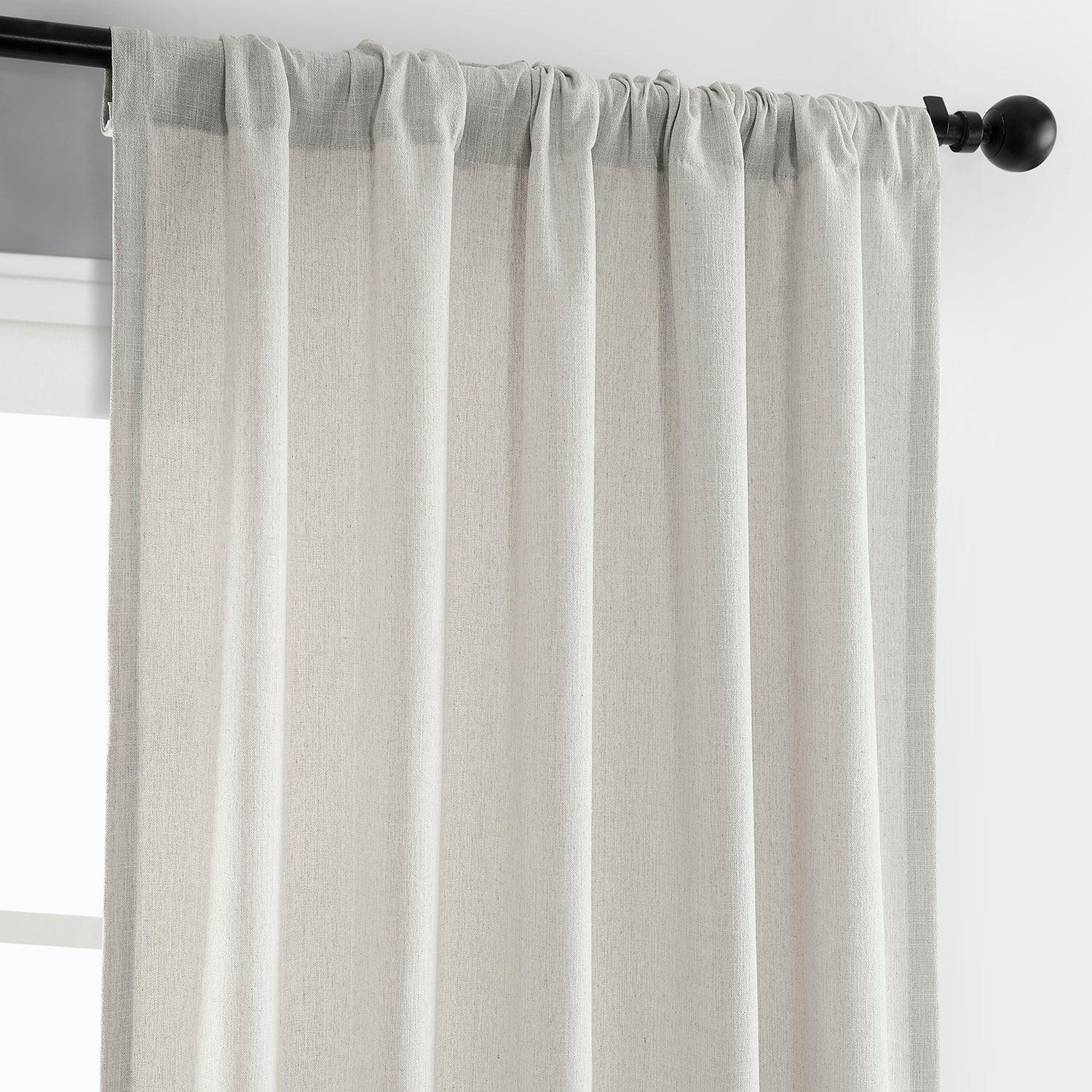 Light Sand Simply Faux Linen Curtain Pair (2 Panels) - Blackout Window Drapes for Living Room & Bedroom - Soft Textured Sheer Panels for Home Decor