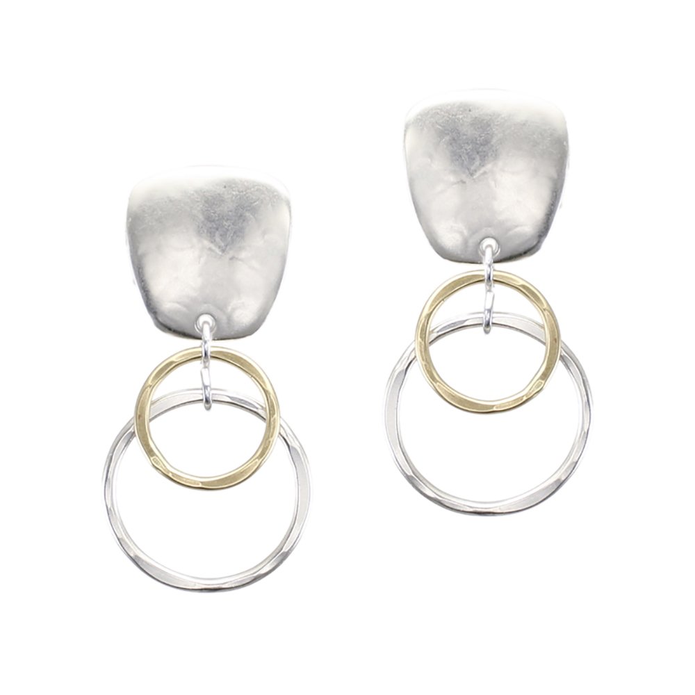 Elegant Brass & Silver Layered Drop Clip-On Earrings for Women – Perfect for Parties, Weddings & Special Occasions